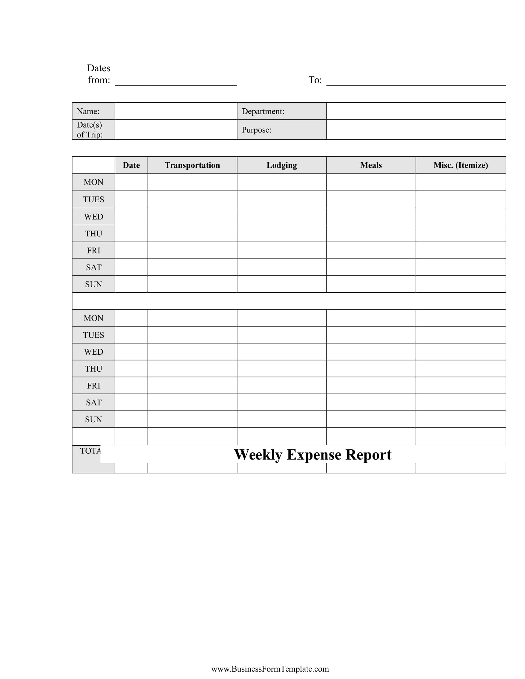 weekly expense report form 1