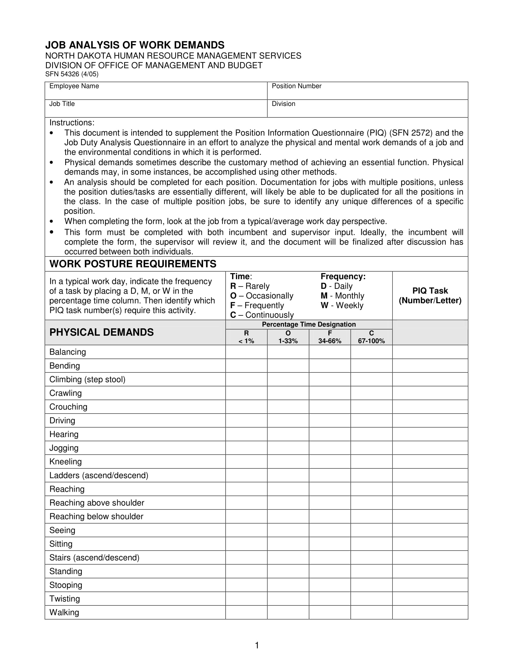 work demand job analysis form 1