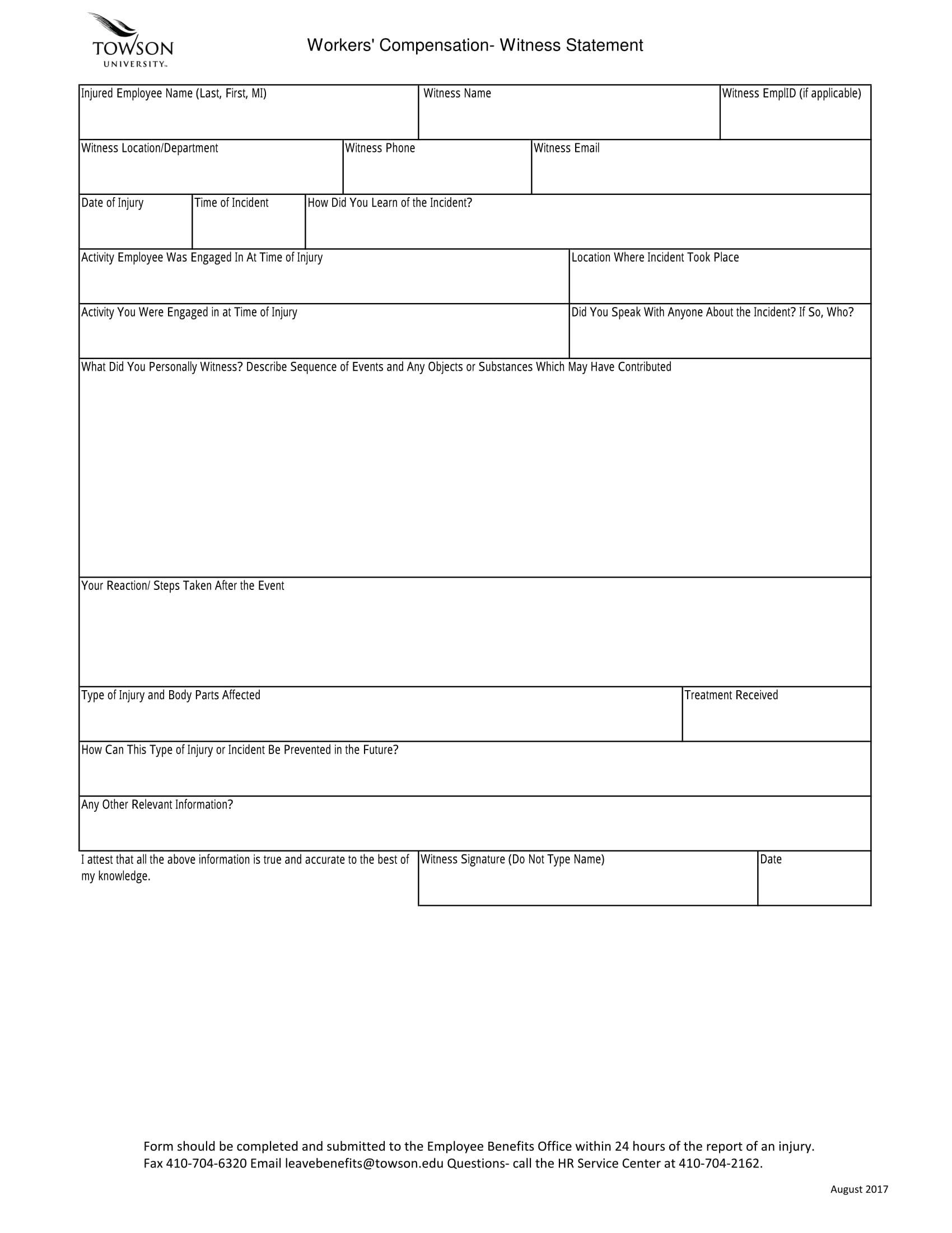 Employee Witness Statement Template from images.sampleforms.com