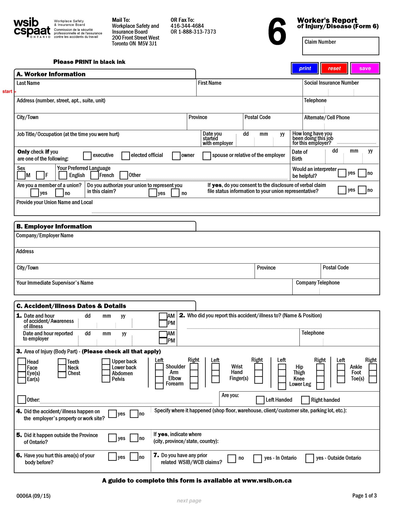 worker’s report of injury or disease form 1
