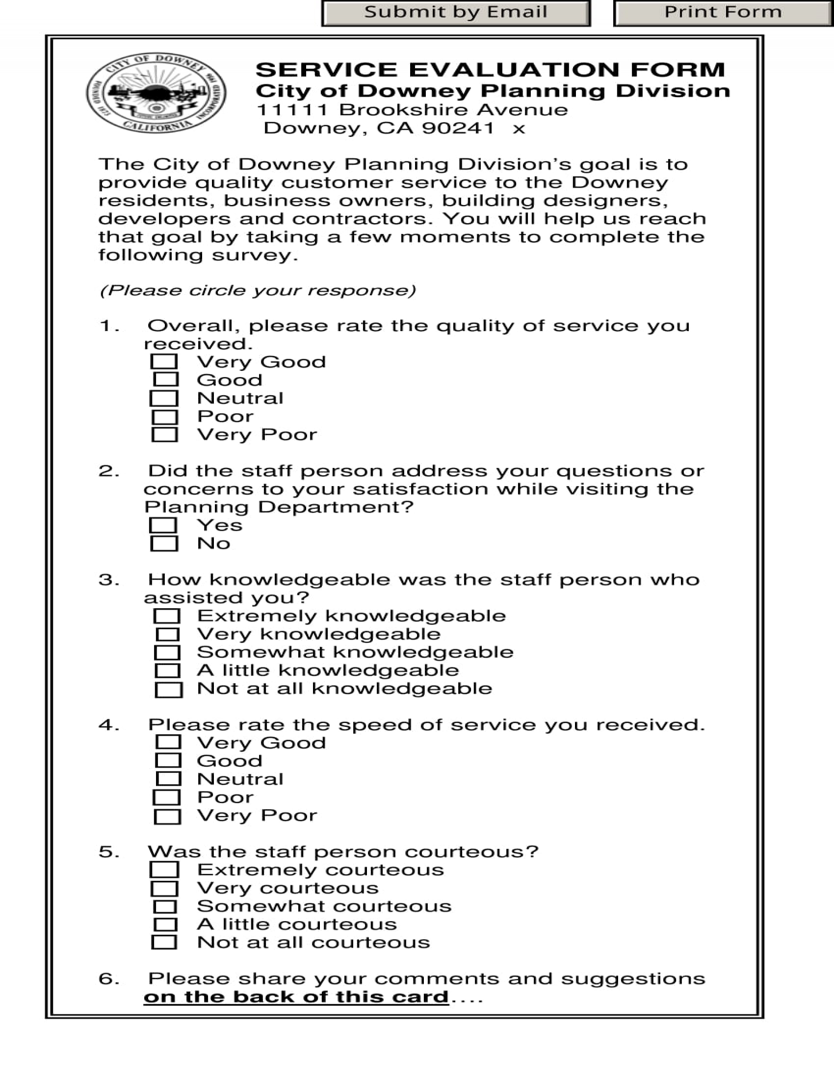 Free 14 Customer Service Evaluation Forms In Pdf 6593