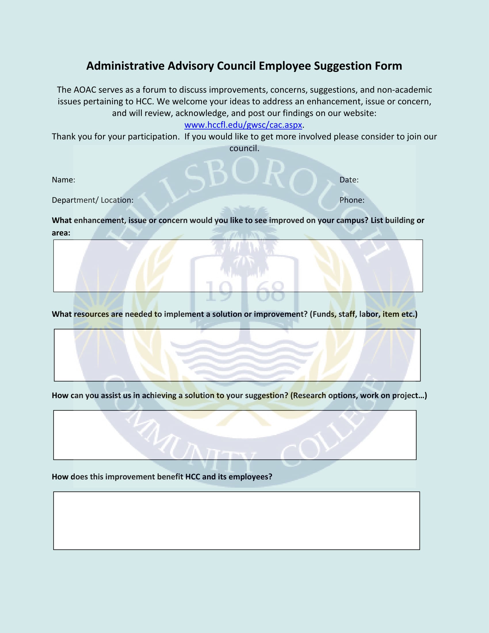 advisory council employee suggestion form 1