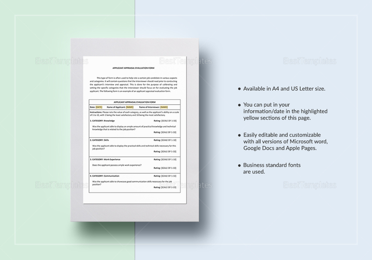 applicant appraisal form template1