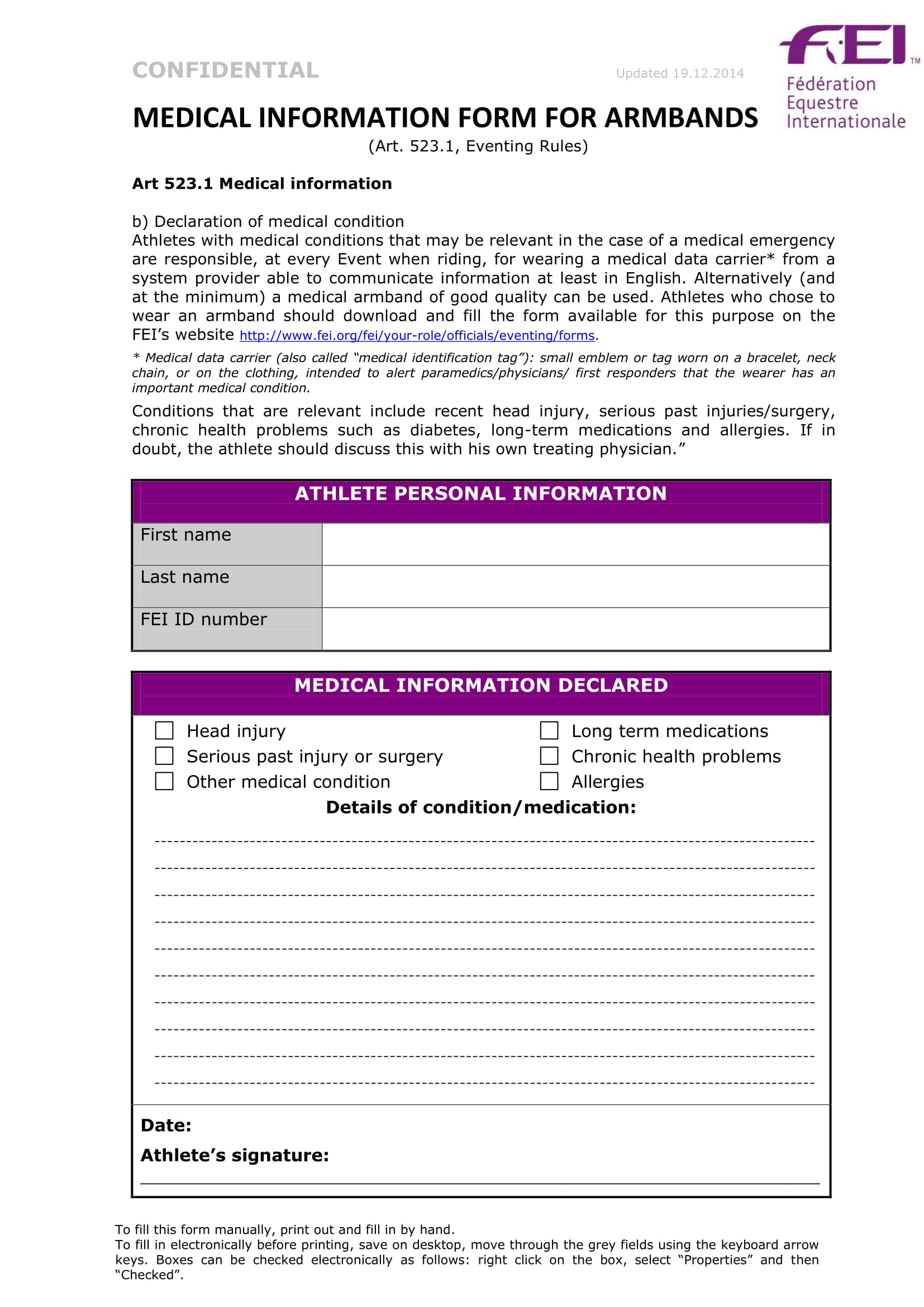 athlete medical information form 1
