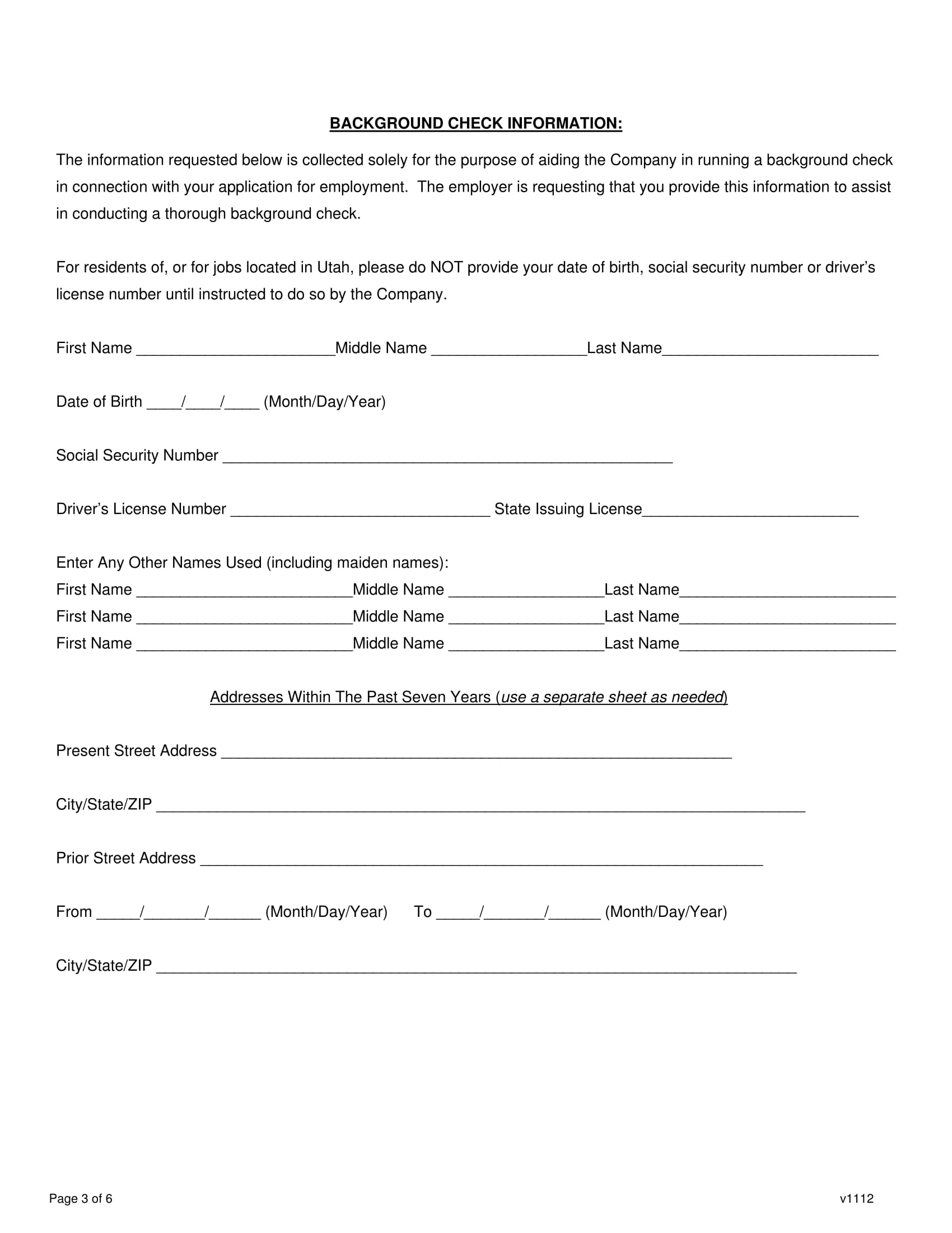 Free 5 Background Check Information Forms In Pdf Ms Word 6359