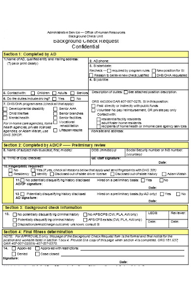 background check request information form