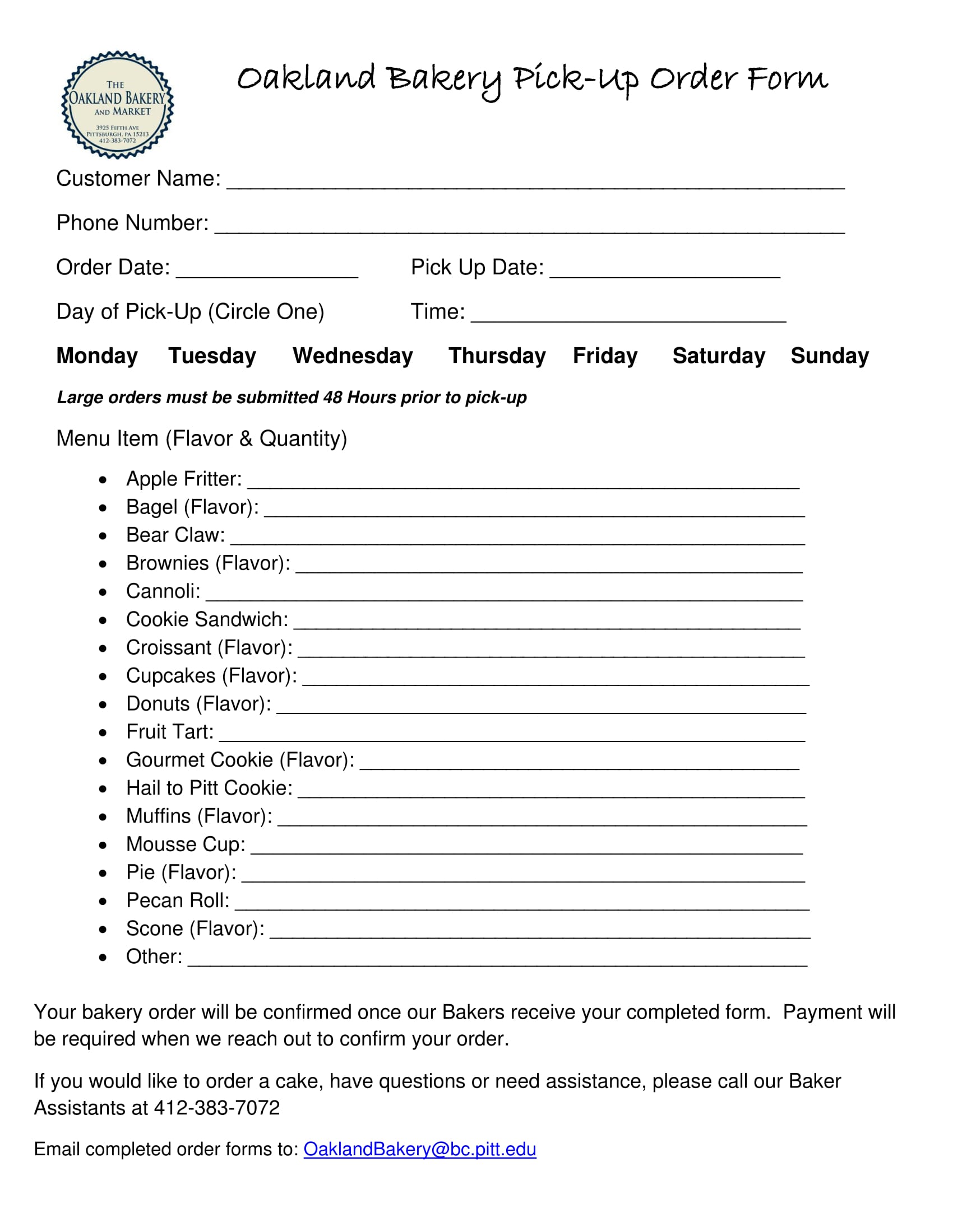 Free Cupcake Order Form Template Printable Form, Templates and Letter