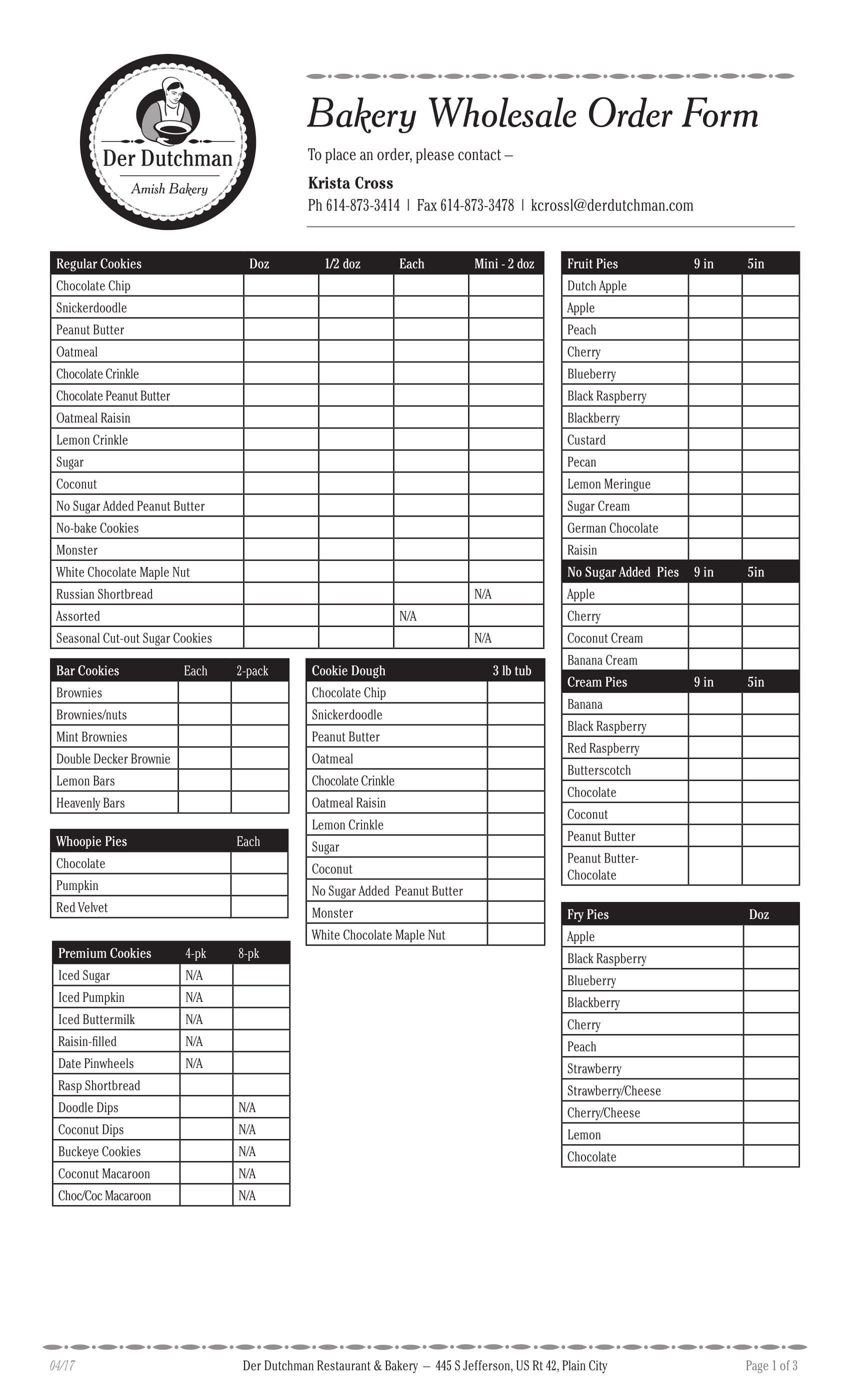 FREE 15  Bakery Order Forms in PDF Excel