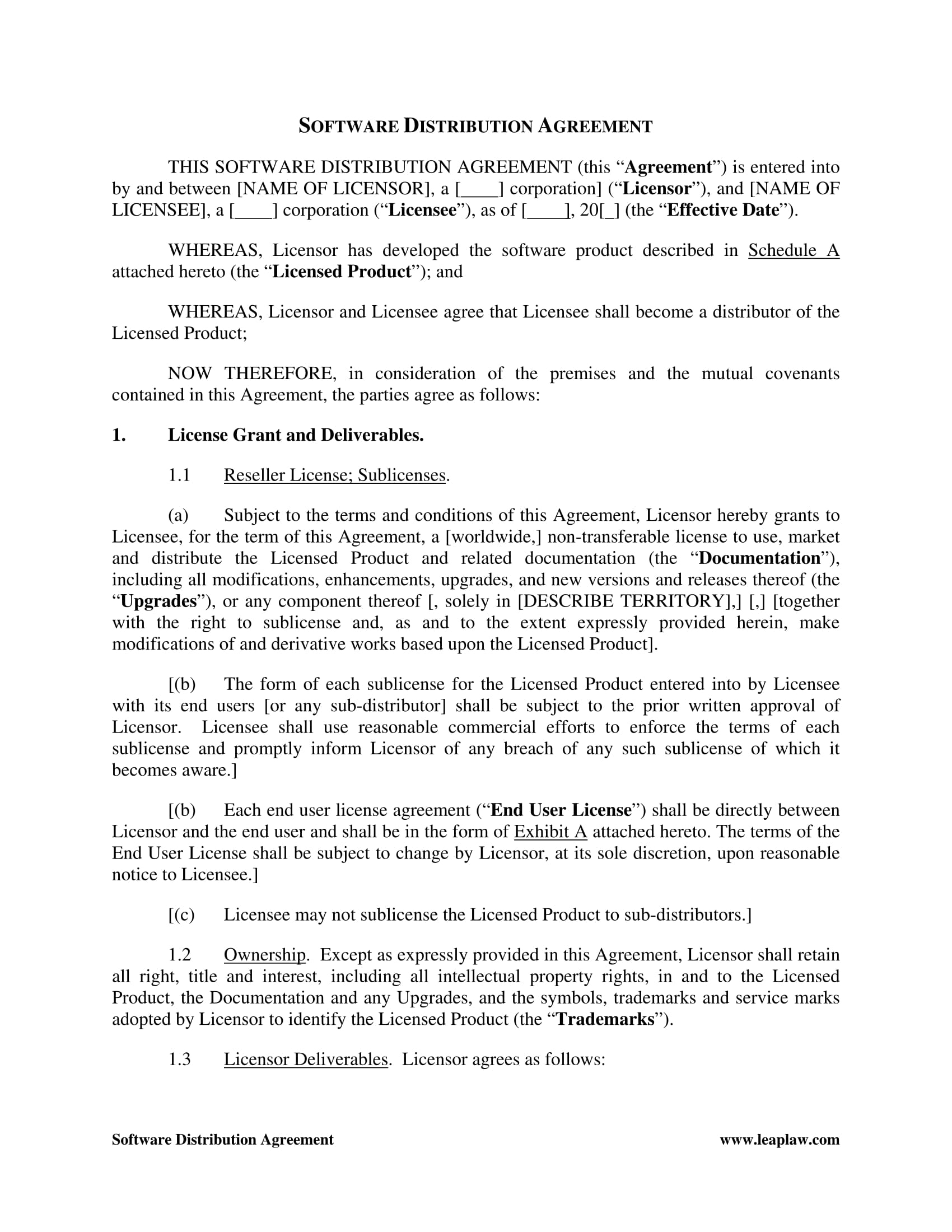 blank software distribution agreement template 02
