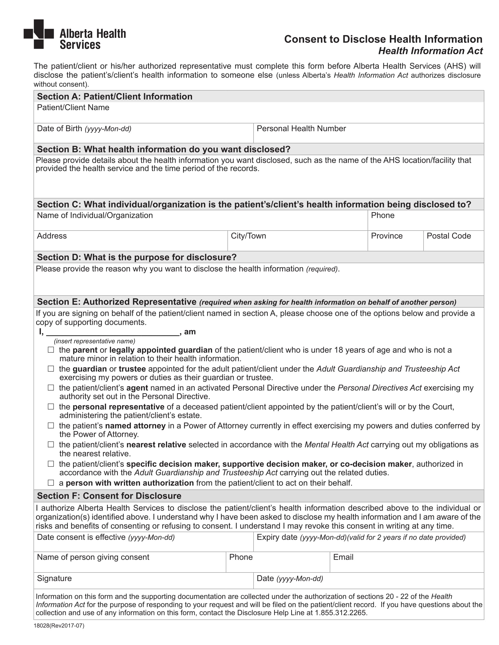 consent to disclose health information form 1