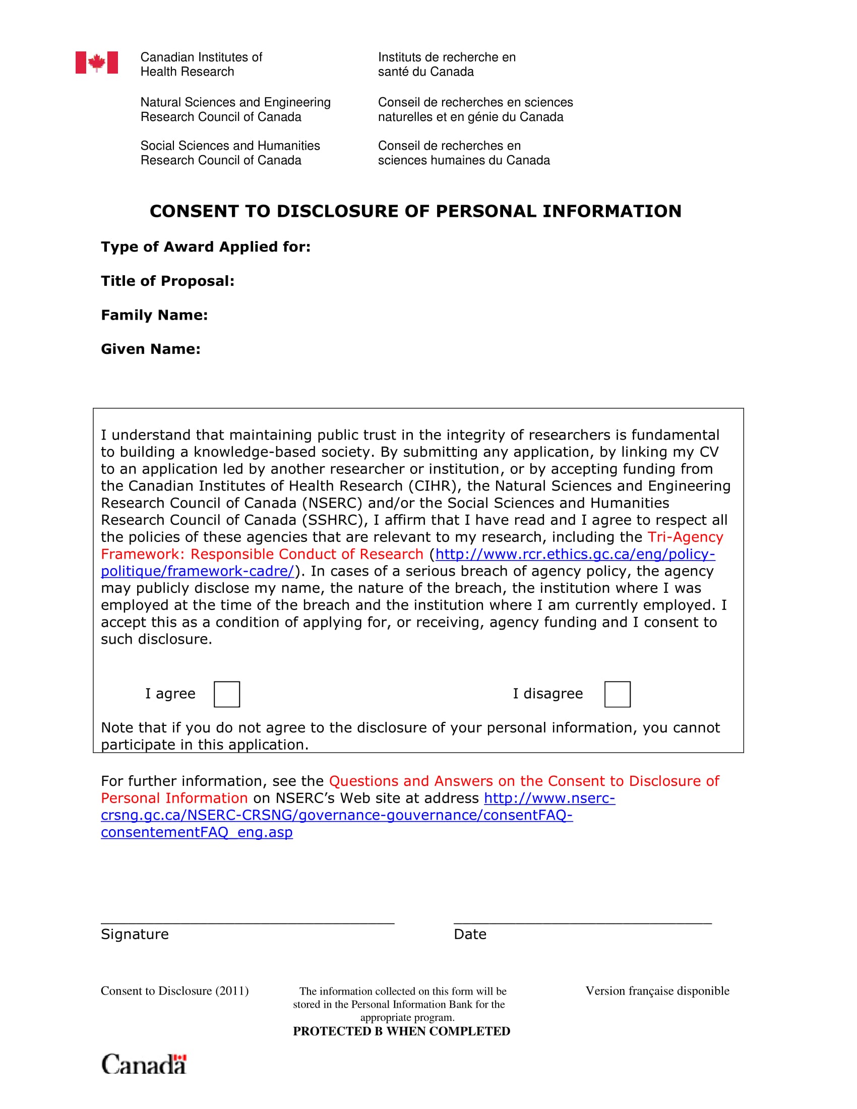 consent to disclose personal information form 1