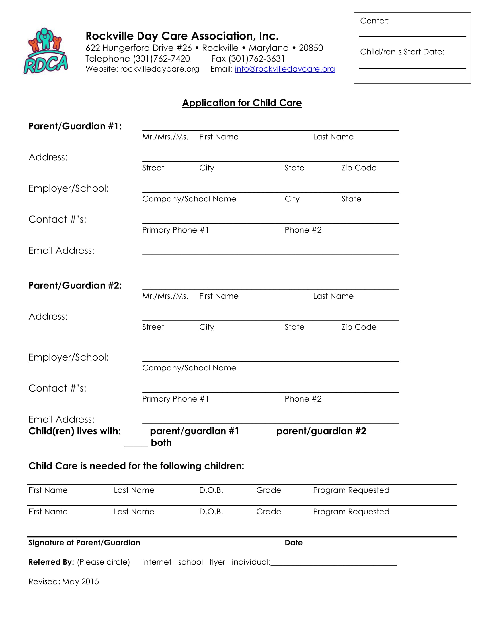 Home Daycare Forms Printable