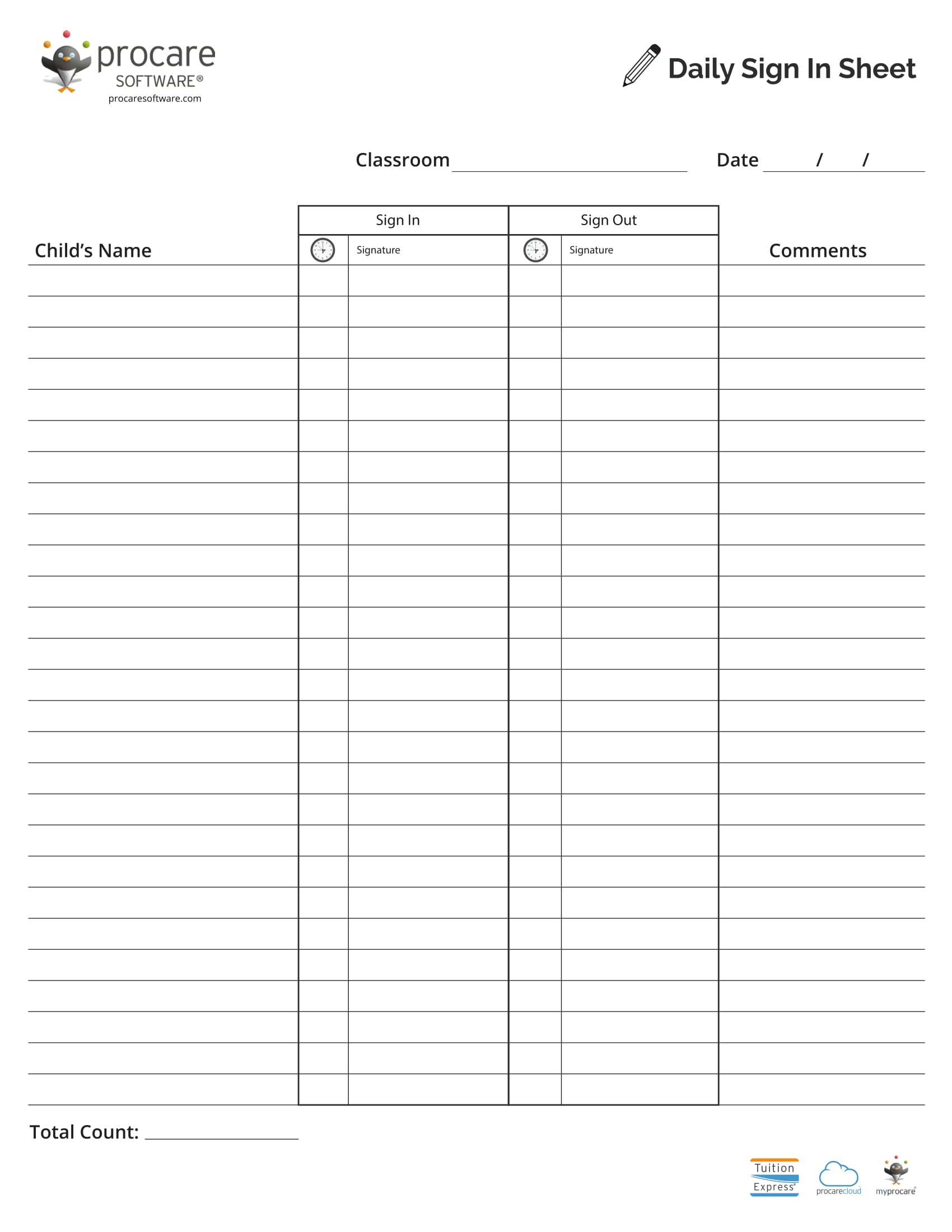 daycare sign in sheet information form 1