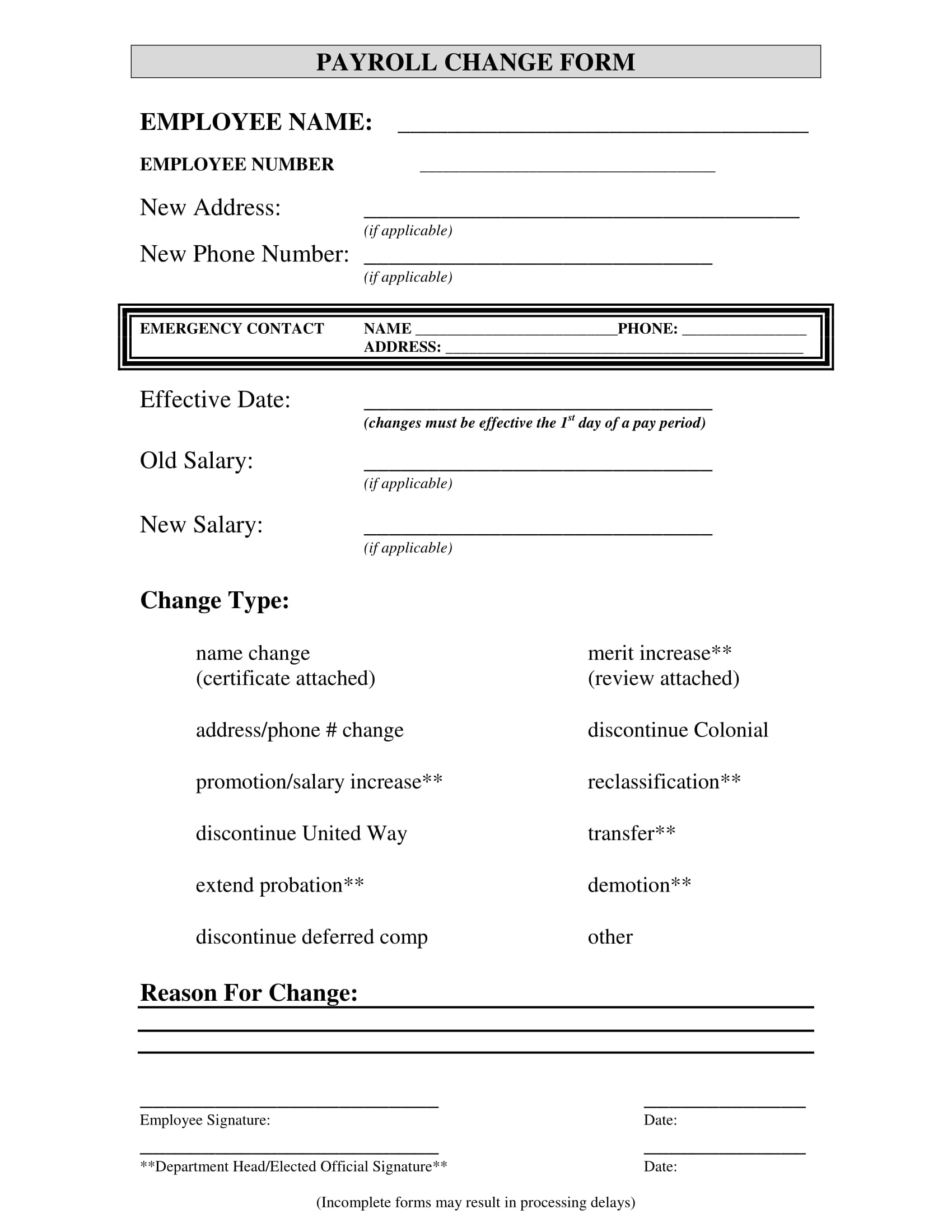 Salary Increase Form