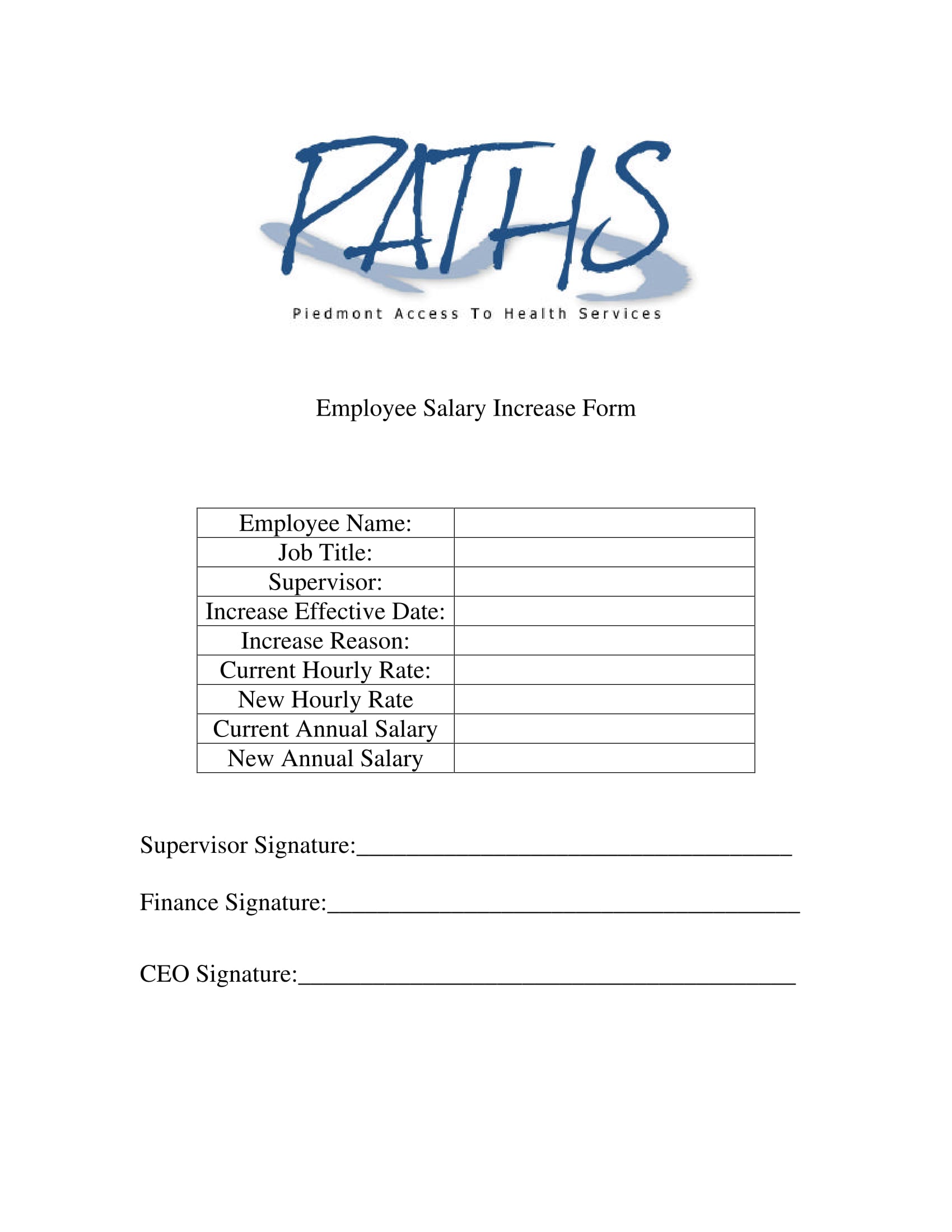 Pay Increase Form Template