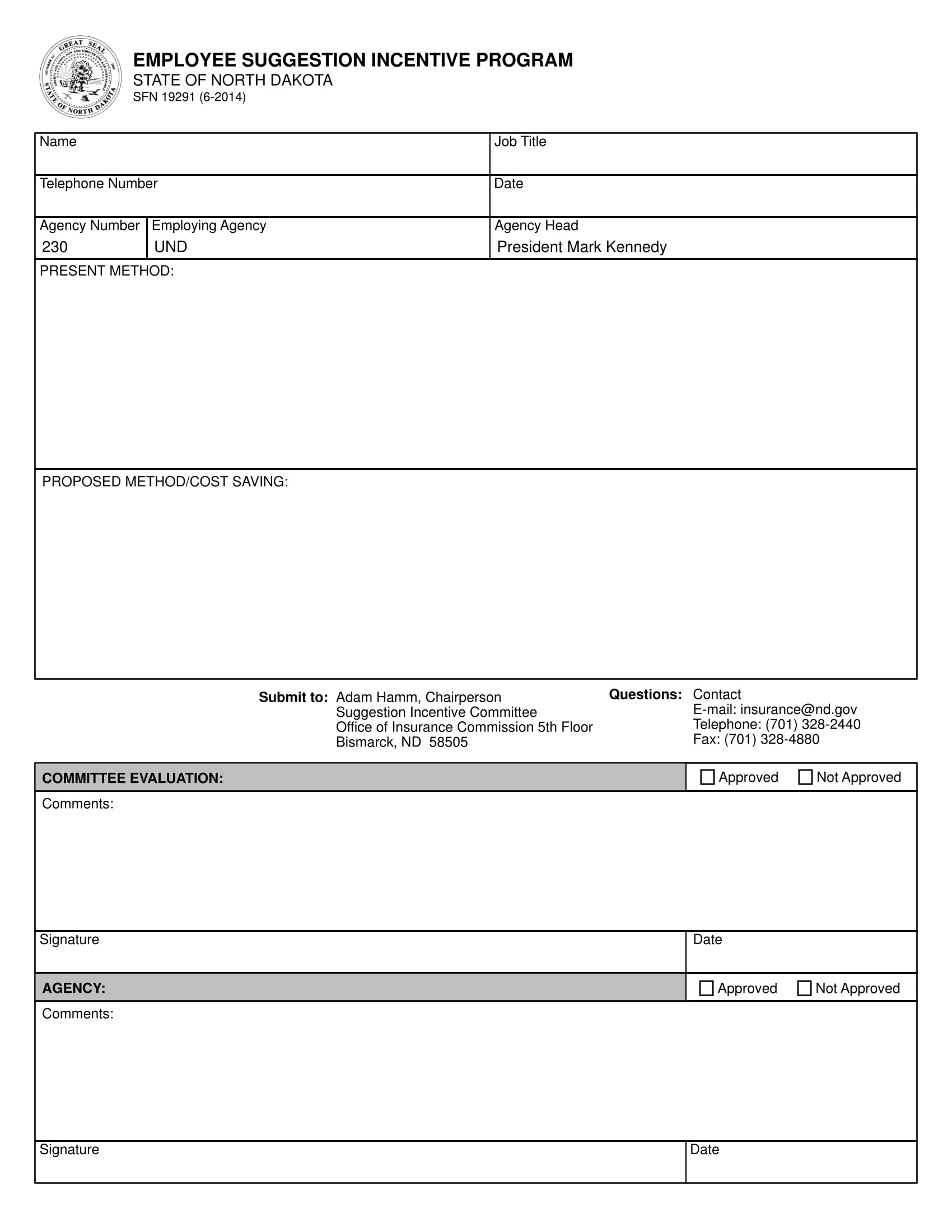 employee suggestion incentive program form 1