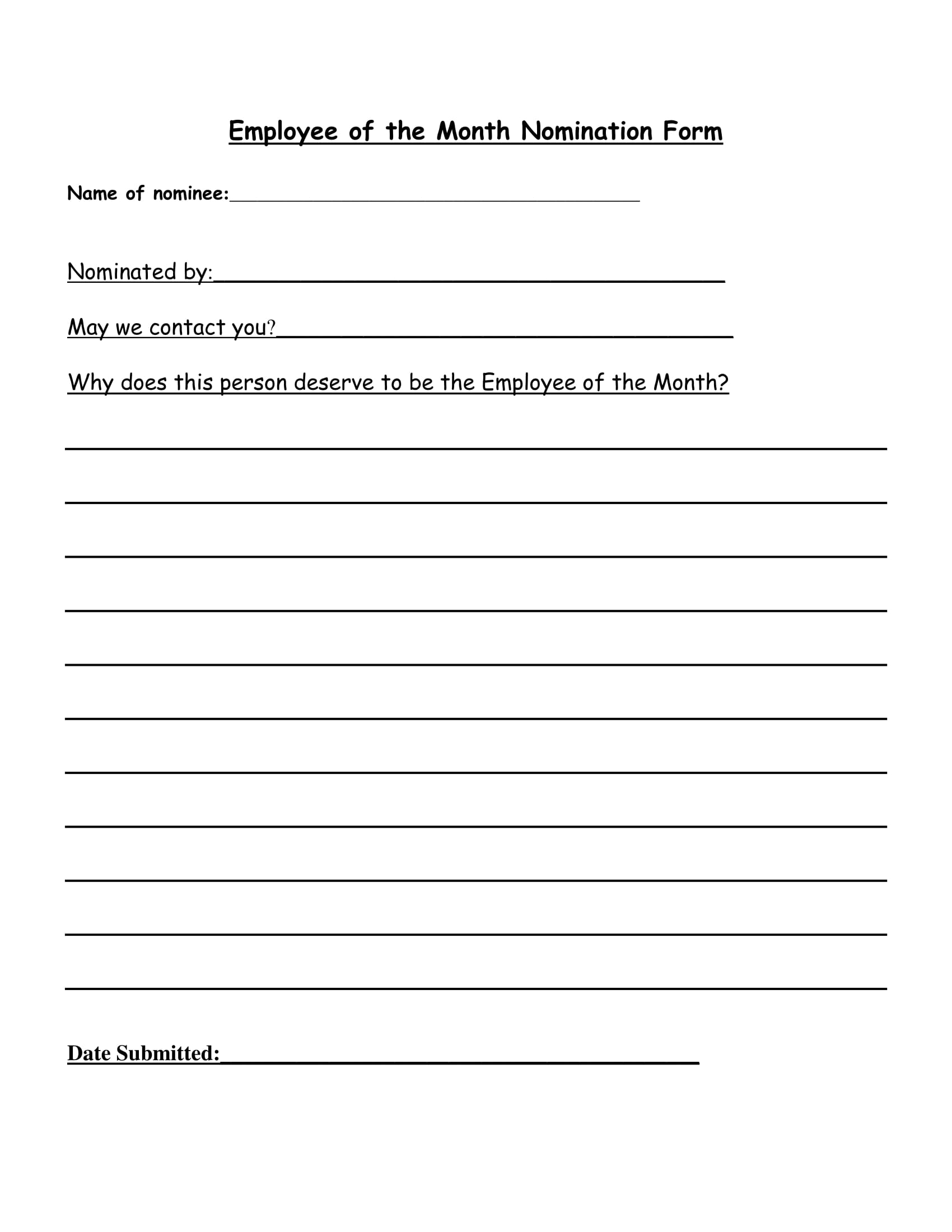 FREE 4+ Employee of the Month Voting Forms in PDF | MS Word