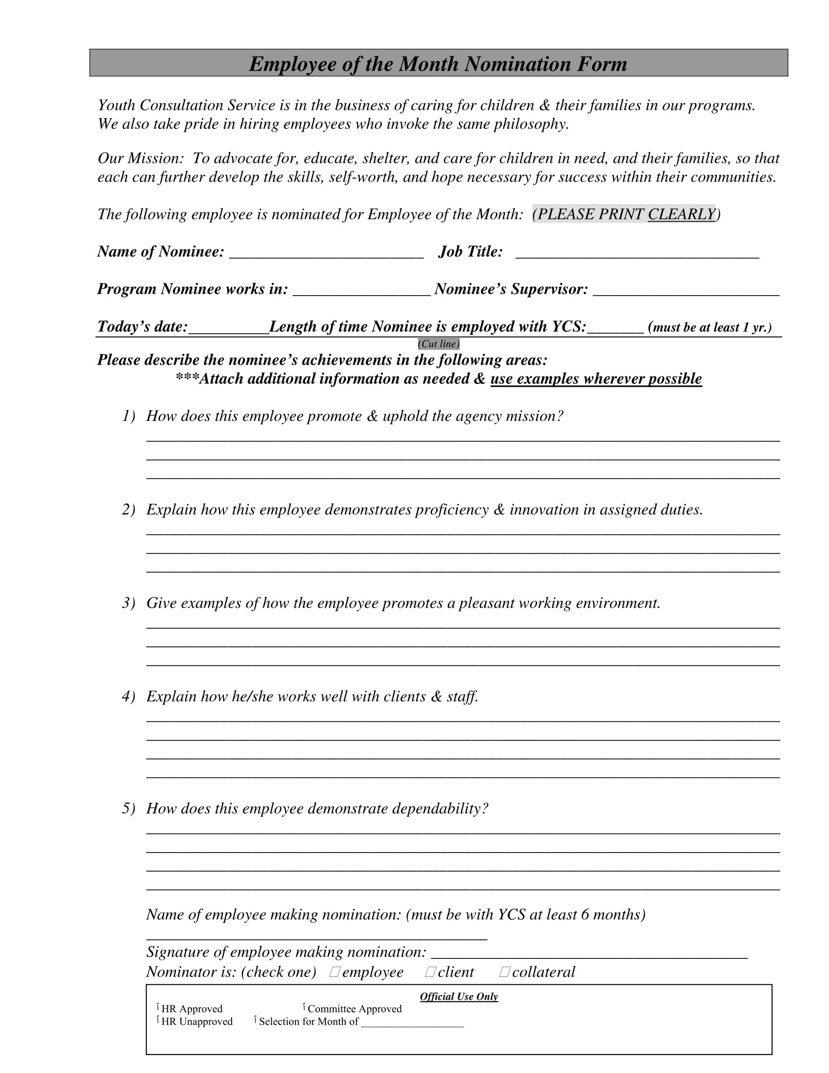 employee of the month nomination or voting form 3