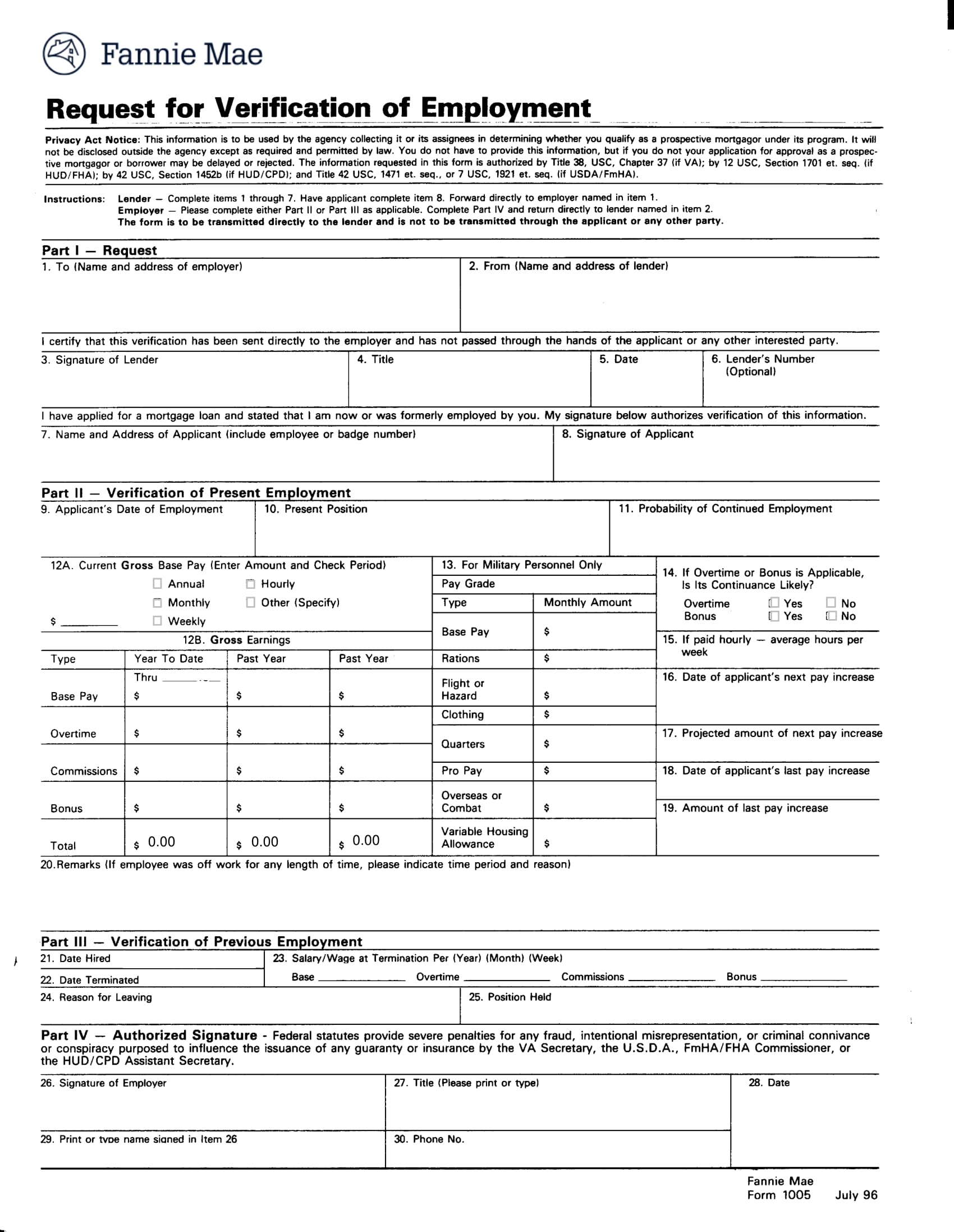 employment verification request form 1