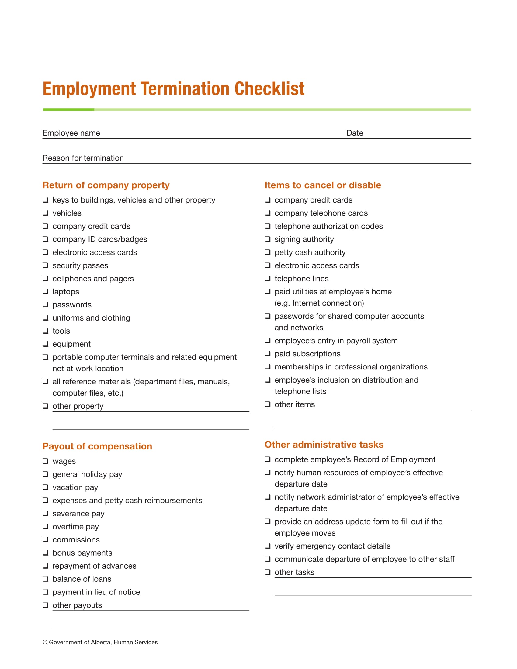 Termination Checklist Template Free For Word Doc Pdf SexiezPicz Web Porn