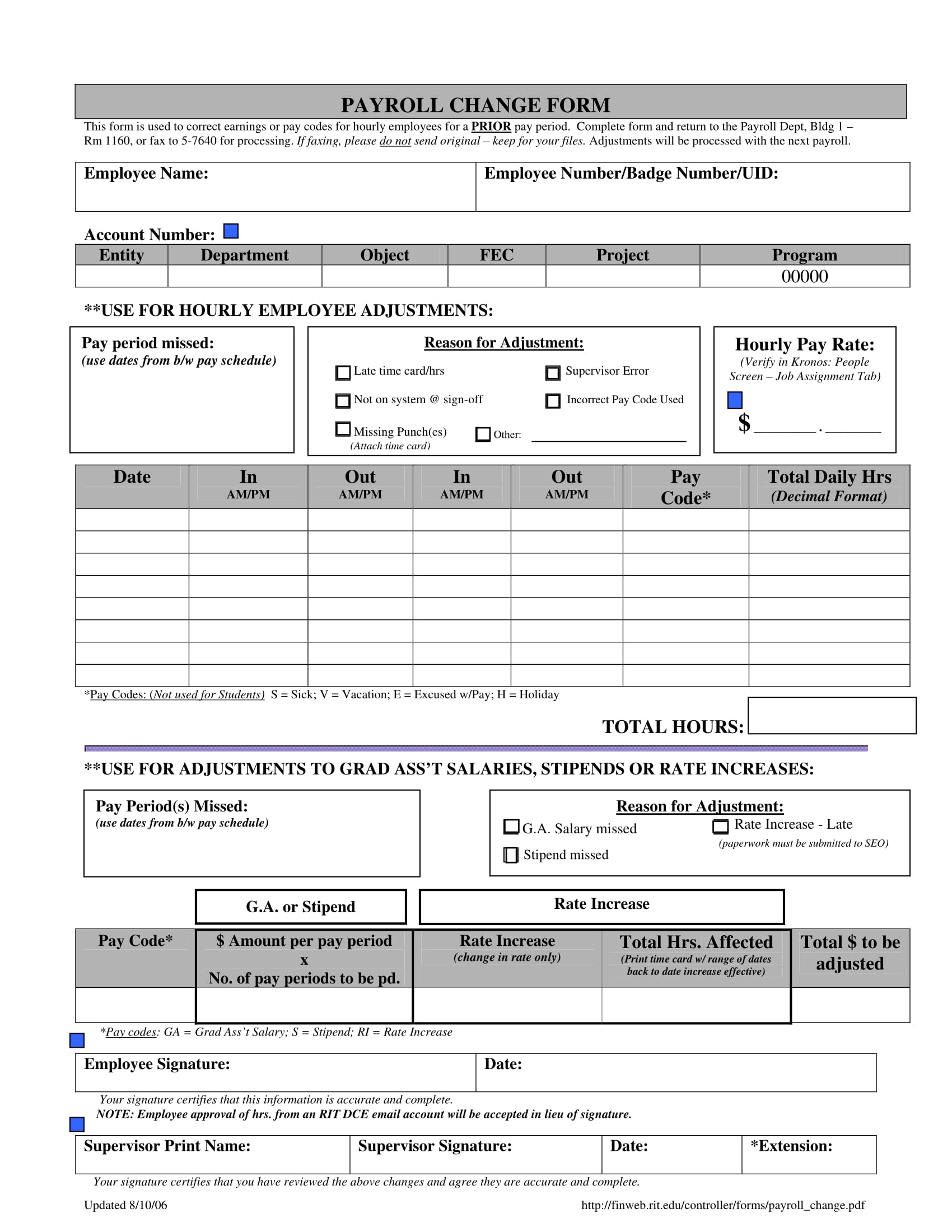 fillable payroll change form 1