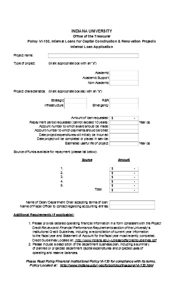 internal loan application review form