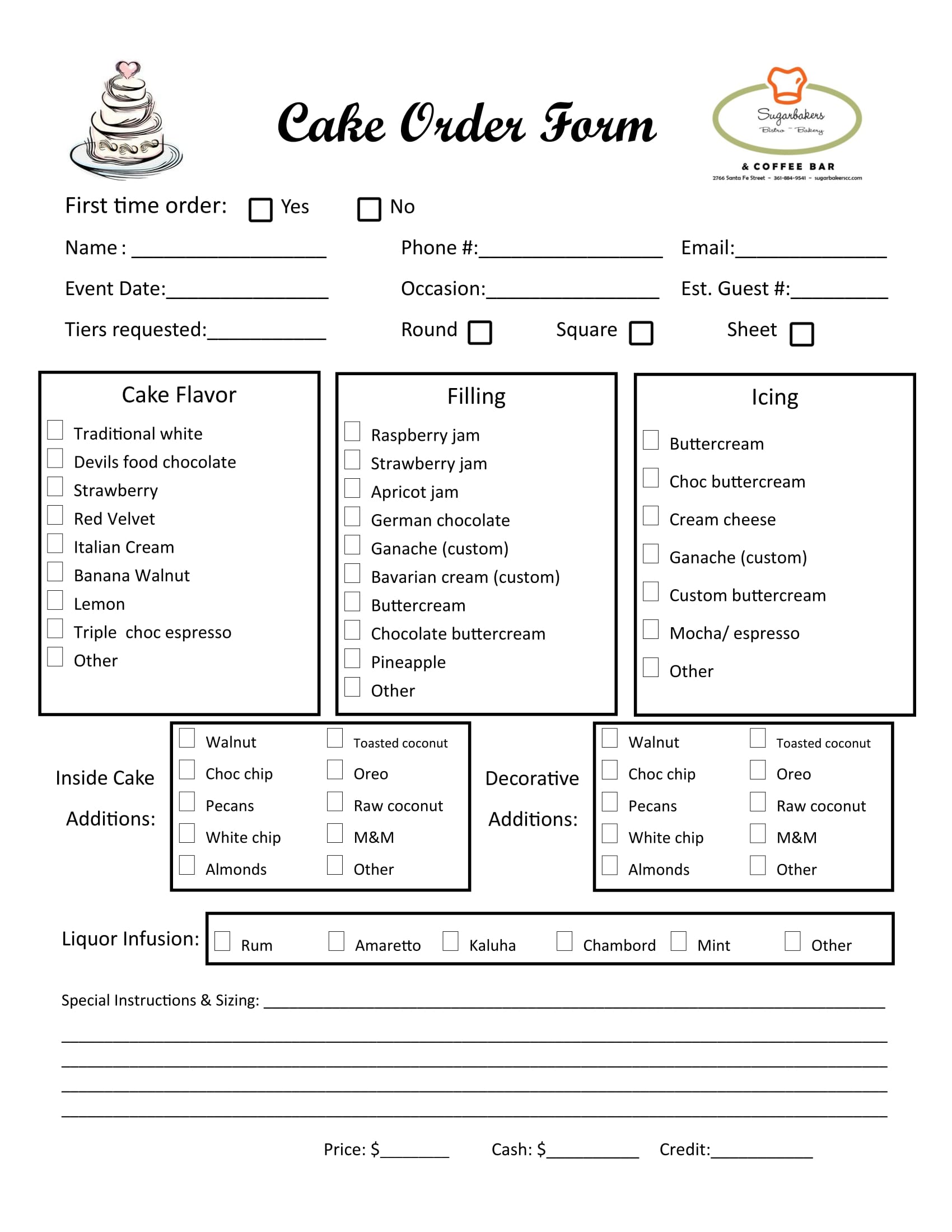 Free 15 Cake Order Forms In Excel Pdf Ms Word