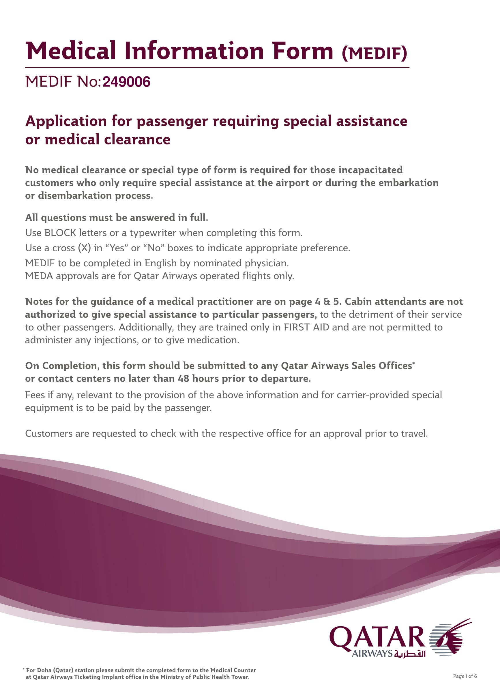 passenger medical information form 1