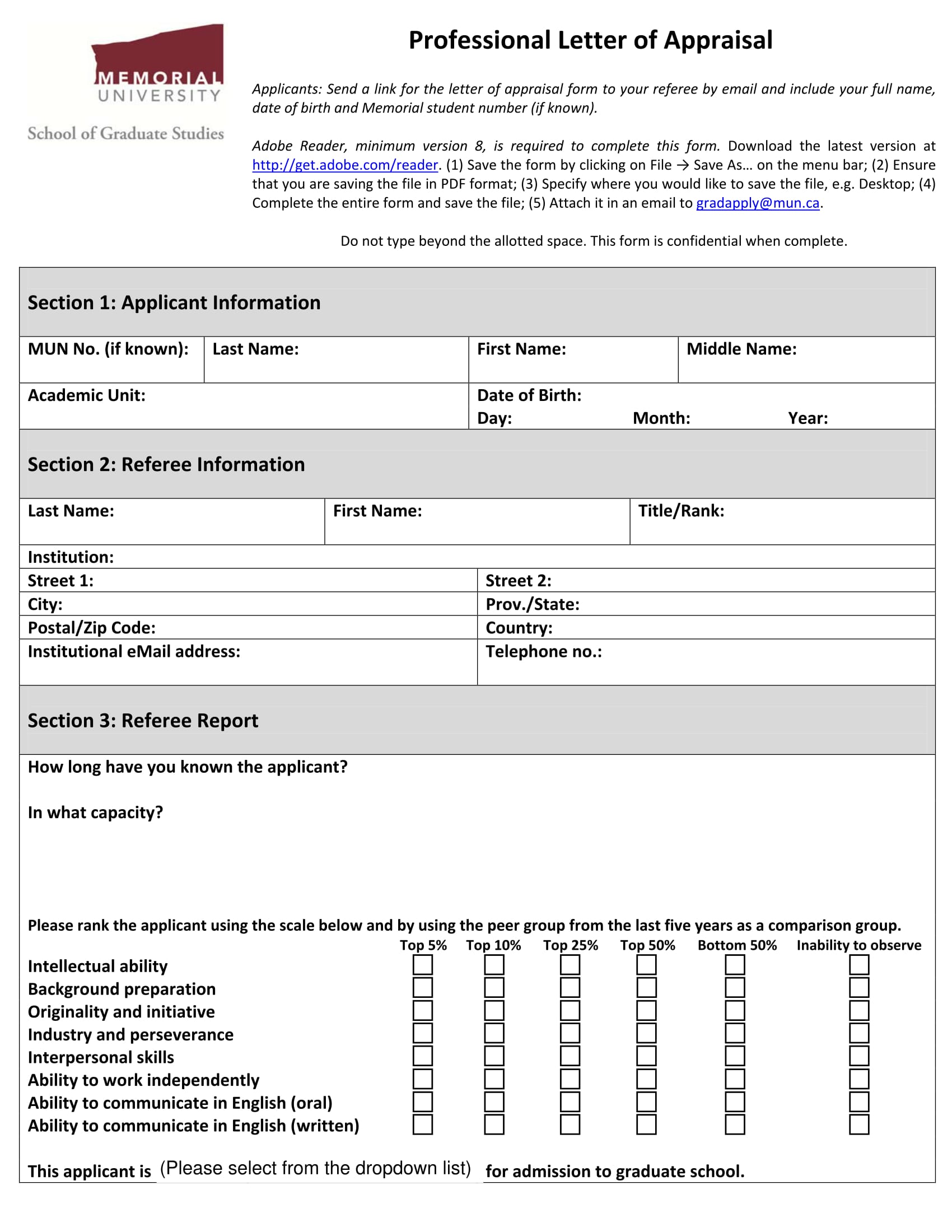 professional letter of appraisal form 11