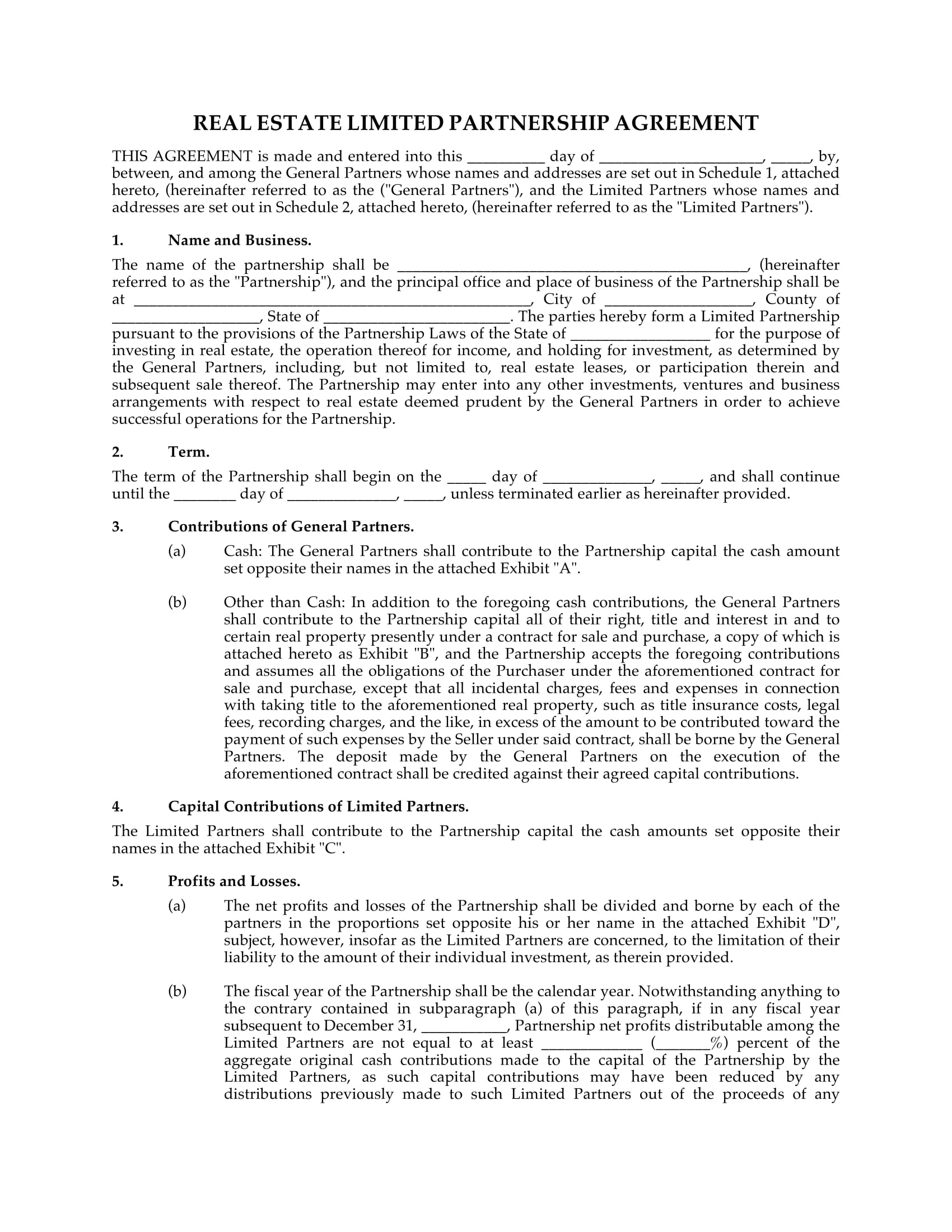 FREE 4+ Limited Partnership Agreement Long Forms in PDF | WORD