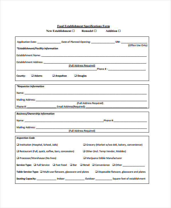 Restaurant Form Template.pdf FREE 6+ Restaurant Plan Forms in PDF