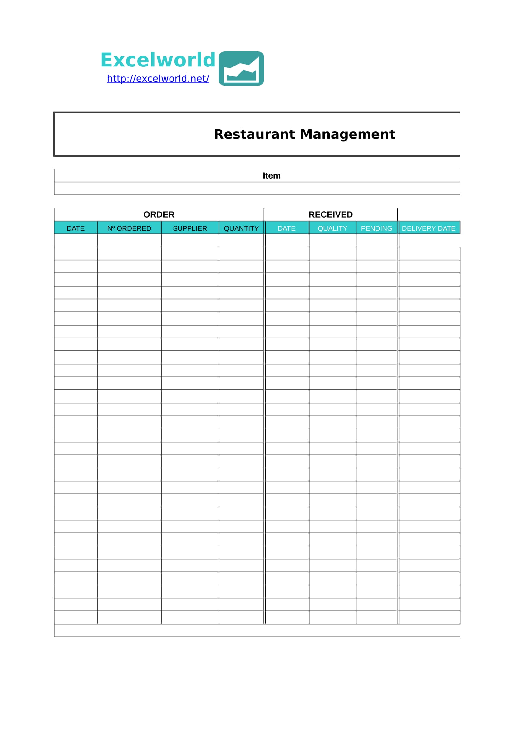 restaurant management template in excel 1