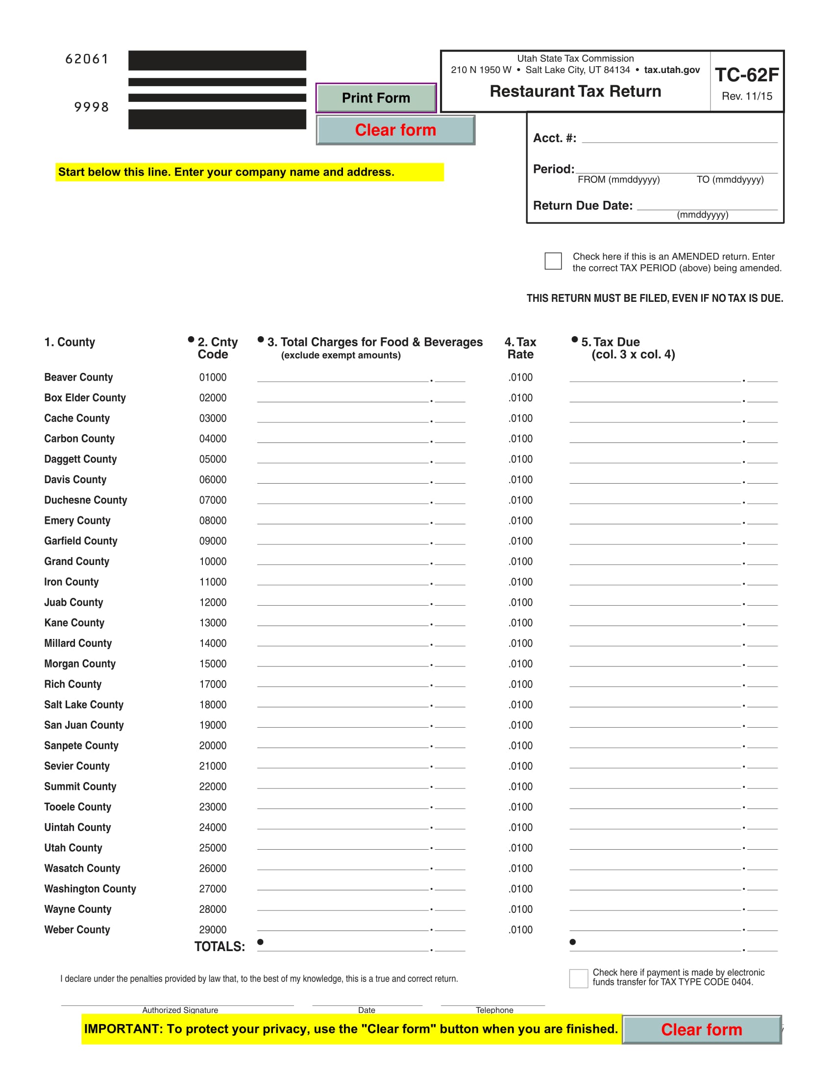 restaurant tax form sample 1
