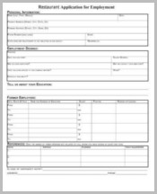 Restaurant employement Application Form