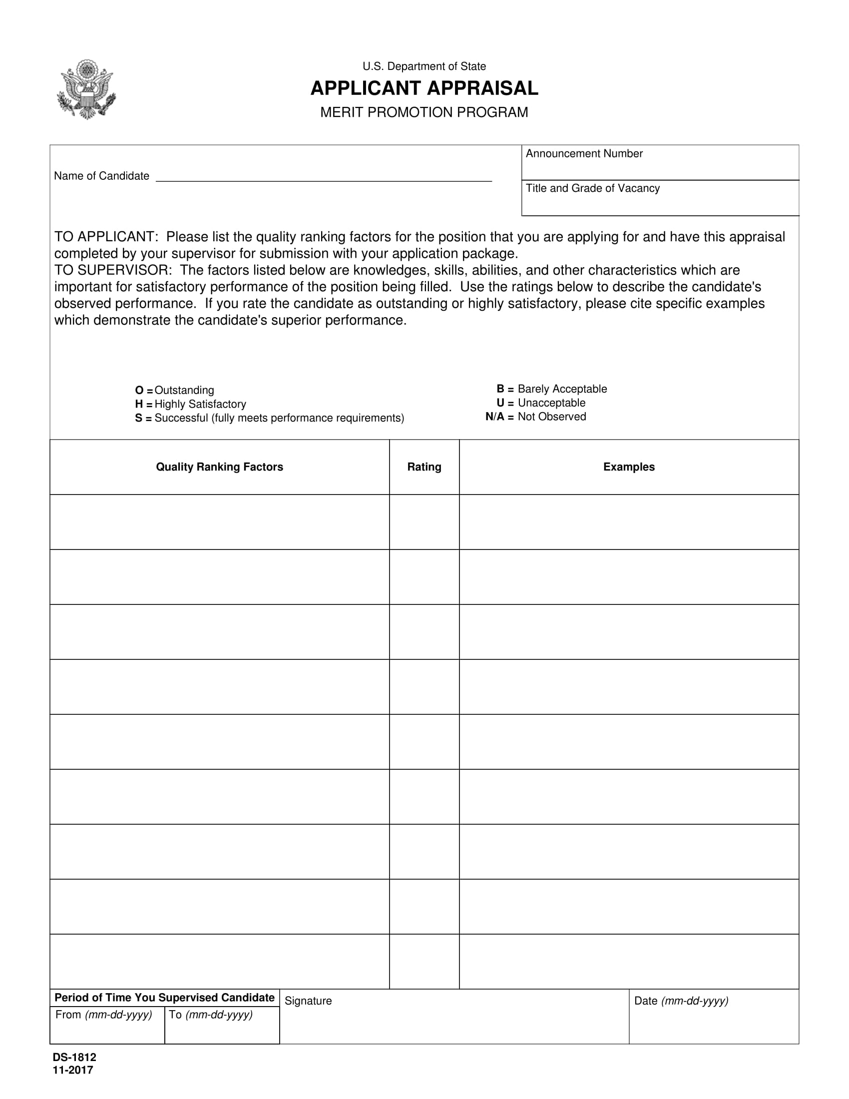 state applicant appraisal form 1