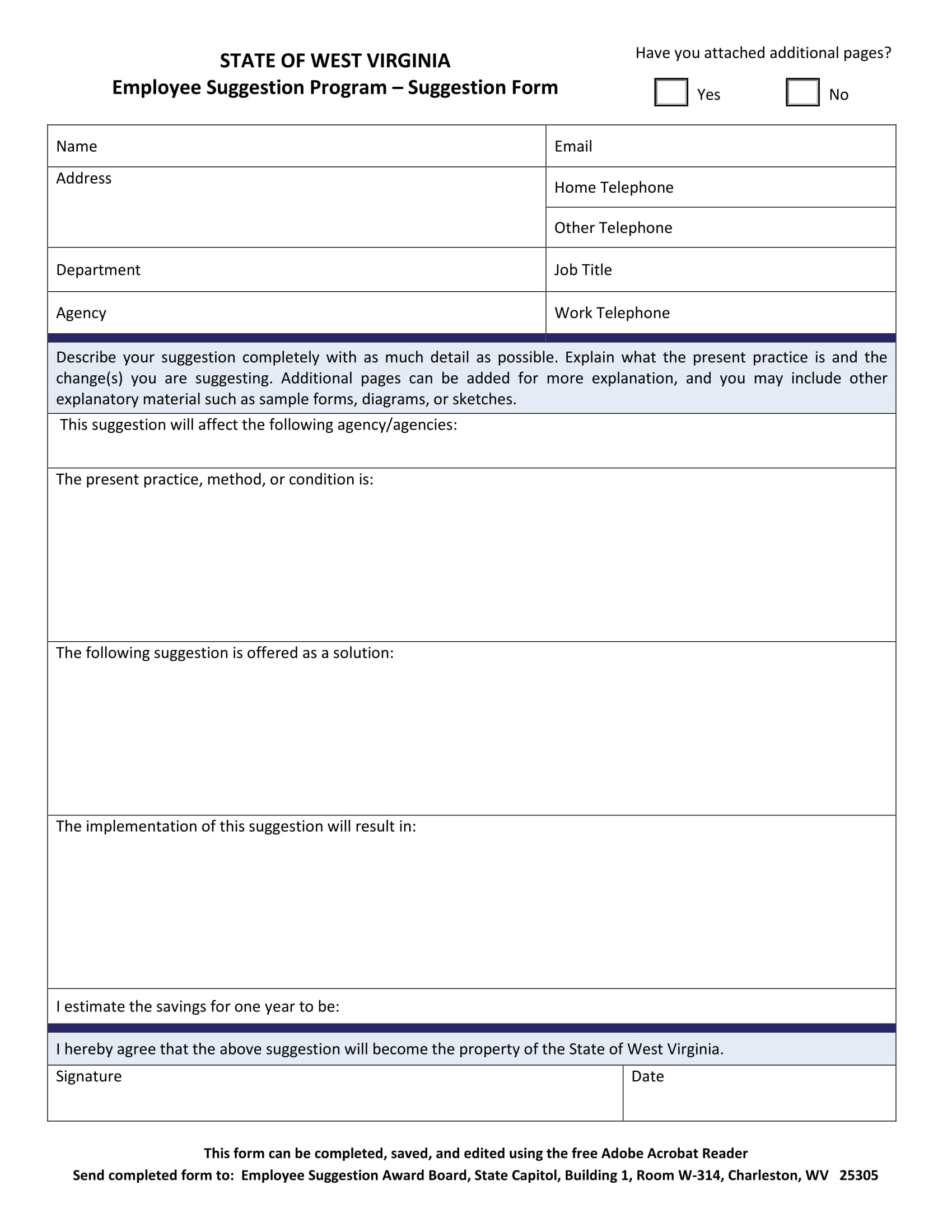 FREE 21+ Employee Suggestion Forms in MS Word  Excel  PDF With Regard To Word Employee Suggestion Form Template