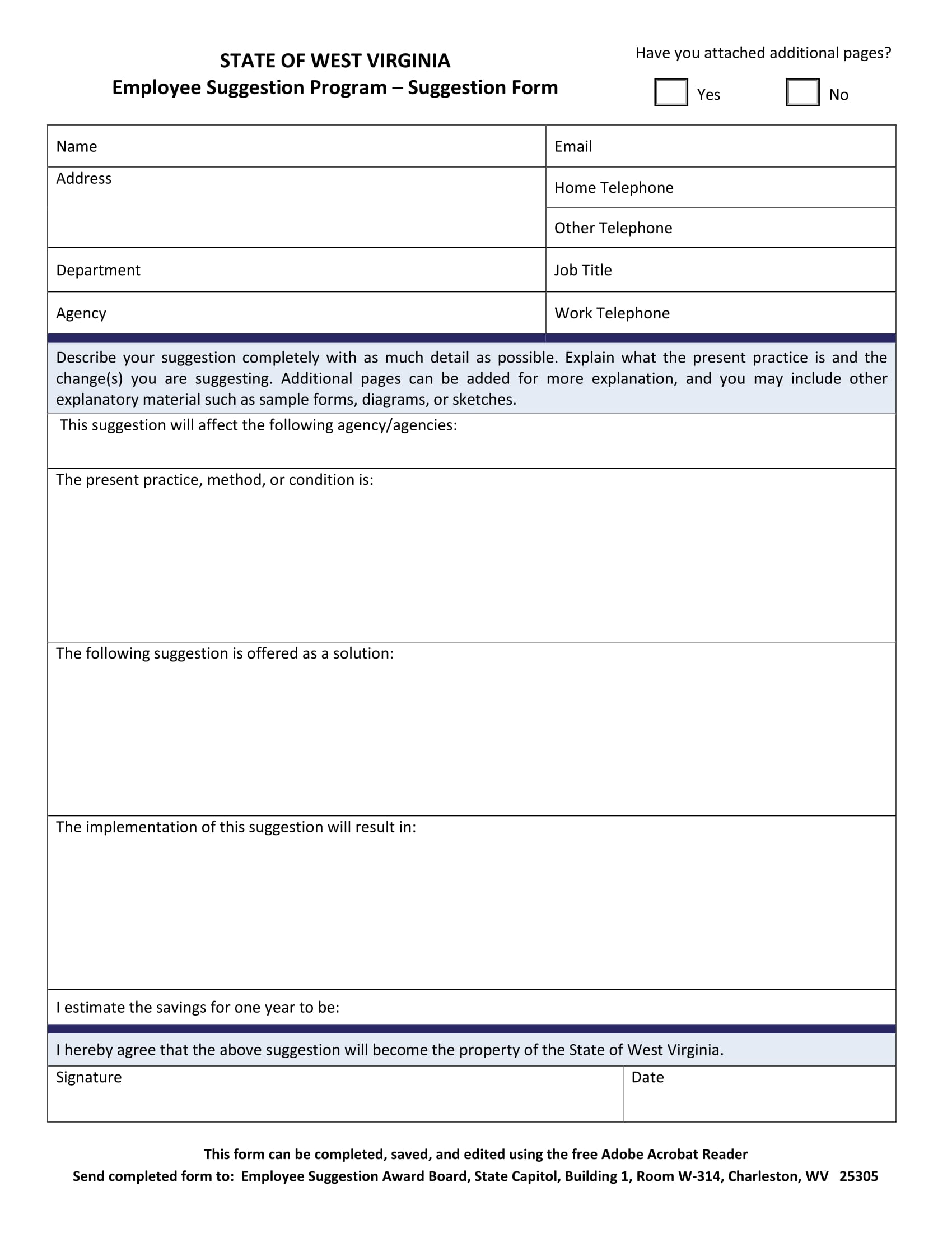 Word Employee Suggestion Form Template