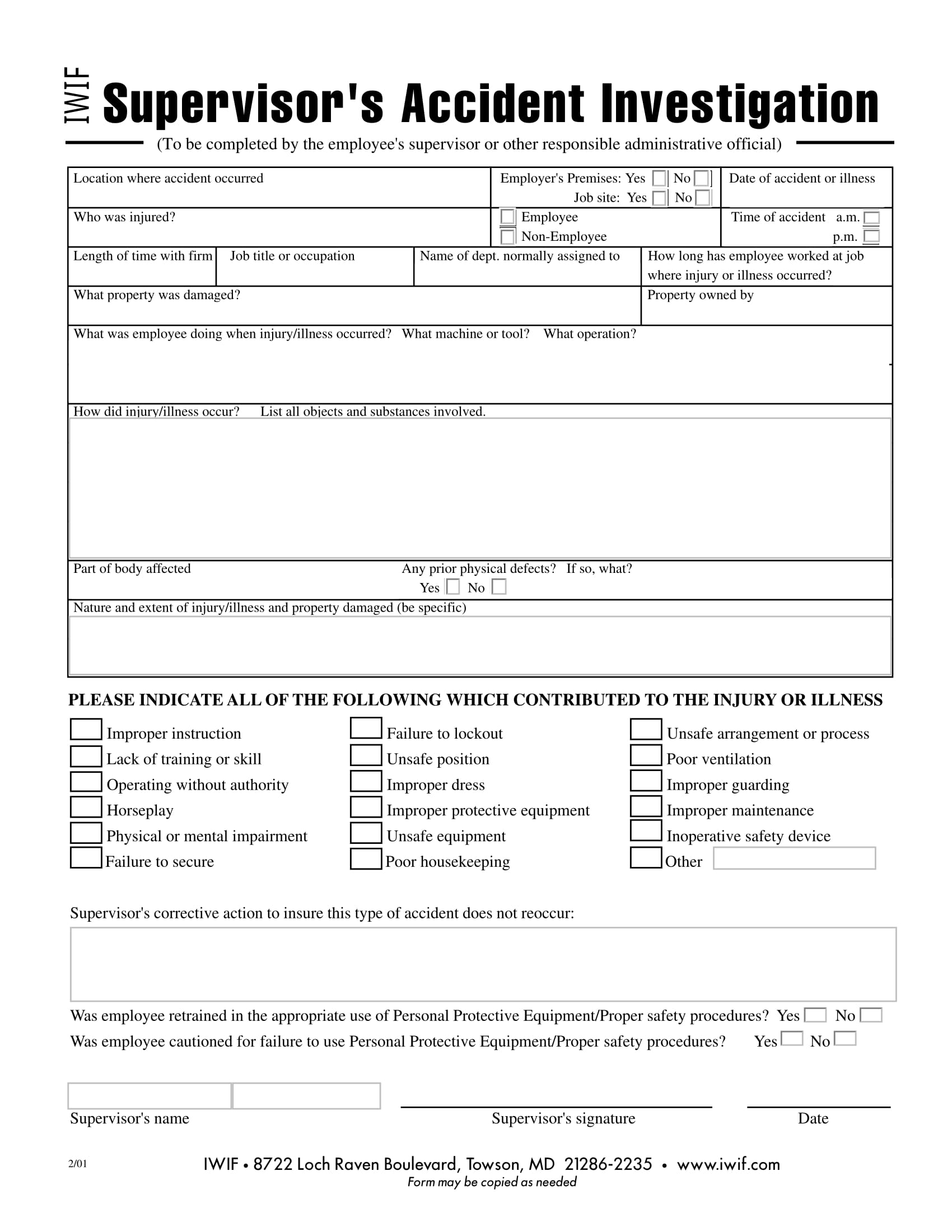 Free 6 Accident Investigation Forms In Pdf Ms Word