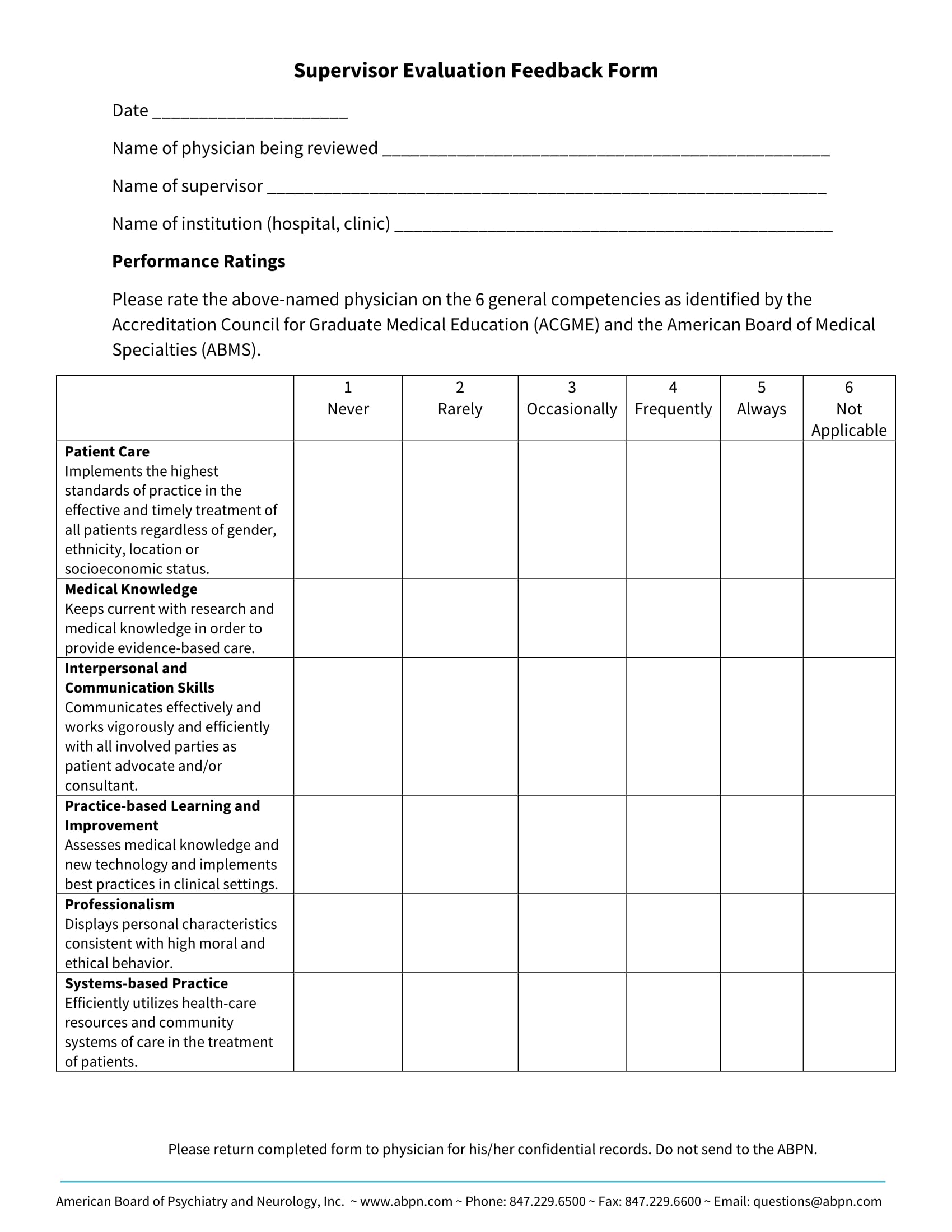 supervisor evaluation feedback form 2