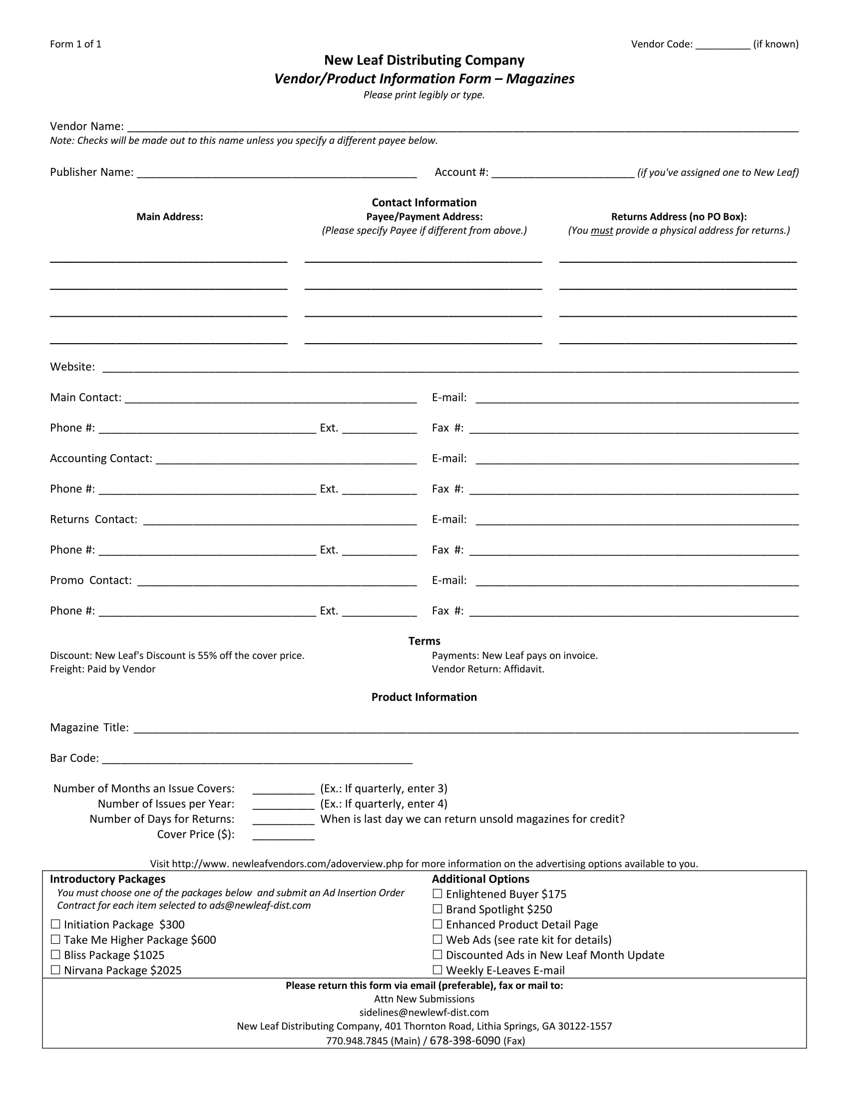 vendor product information form 1