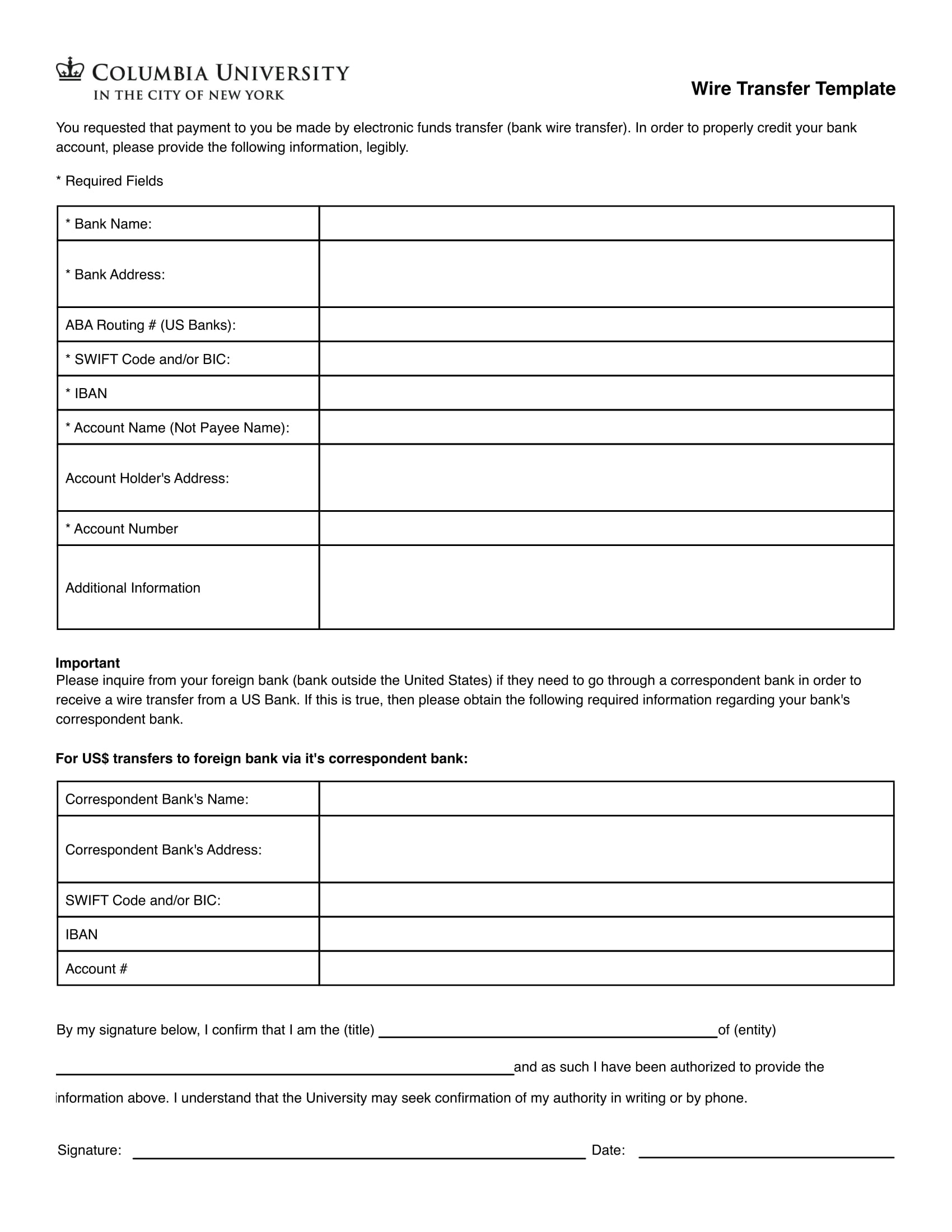 wire transfer template form 1