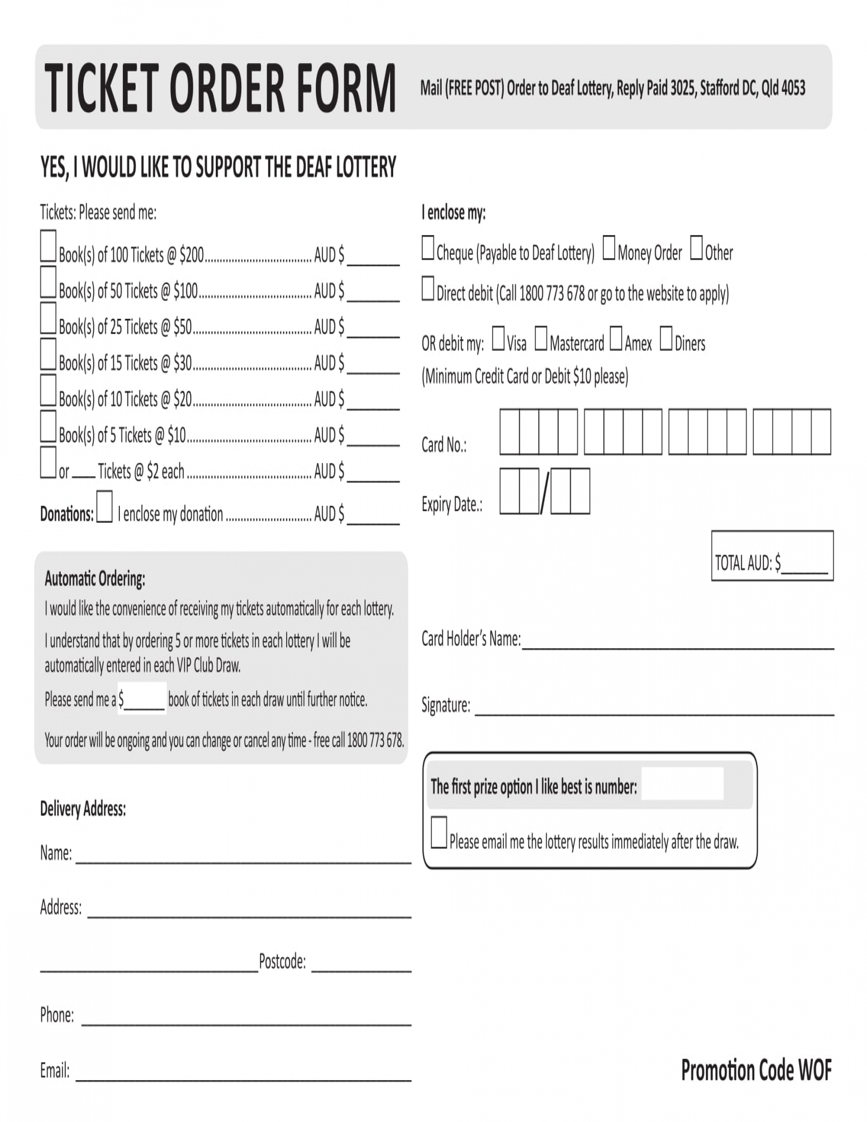 FREE 16 Ticket Order Forms In PDF MS Word Excel