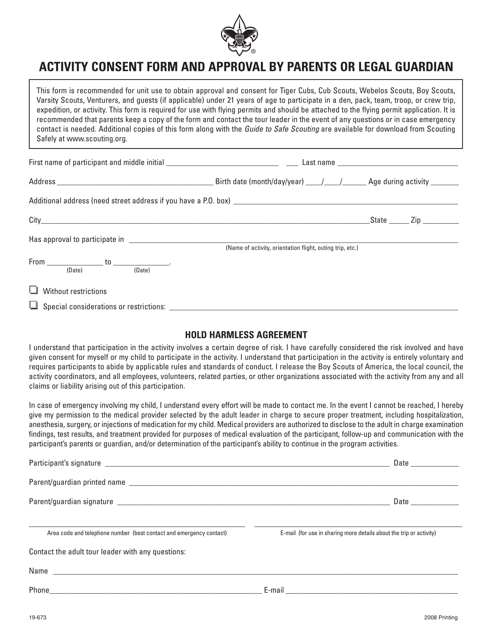 activity consent form and parent’s approval 1