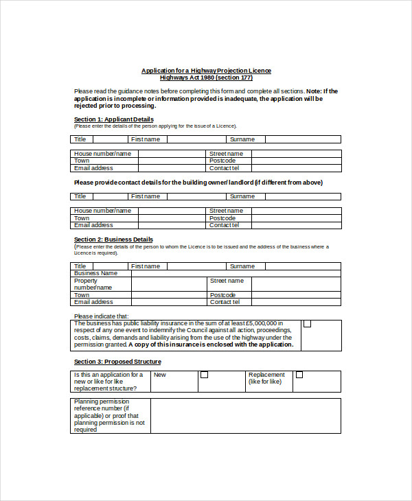 application form for cafe licence