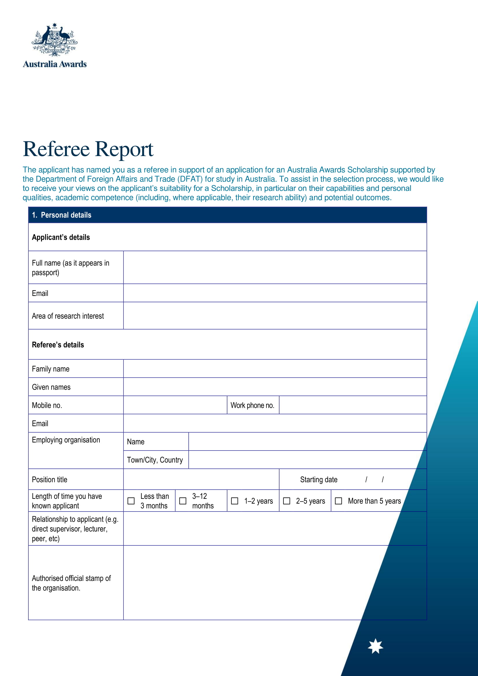 basic applicant’s refree report form 1