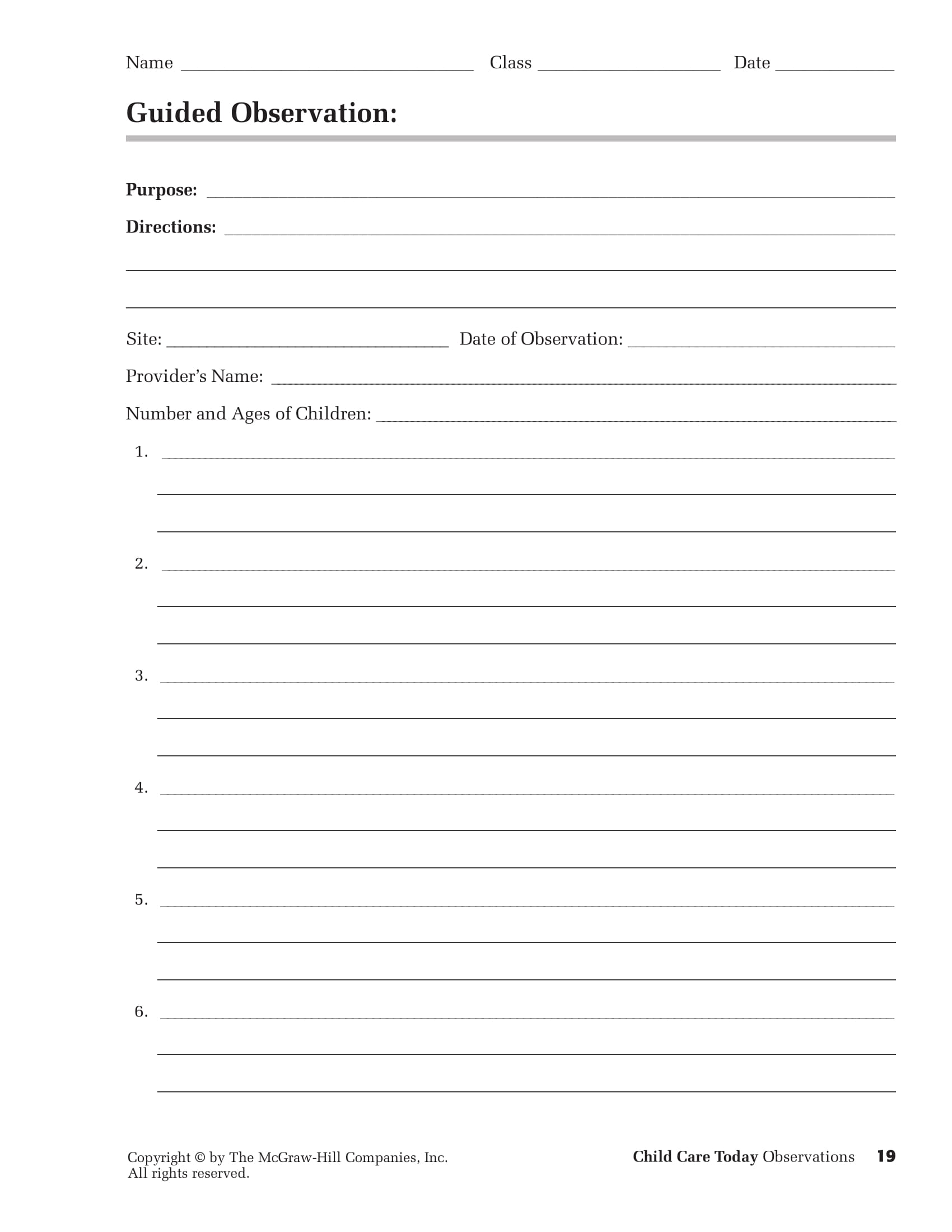 Printable Observation Template Early Childhood Printable Templates