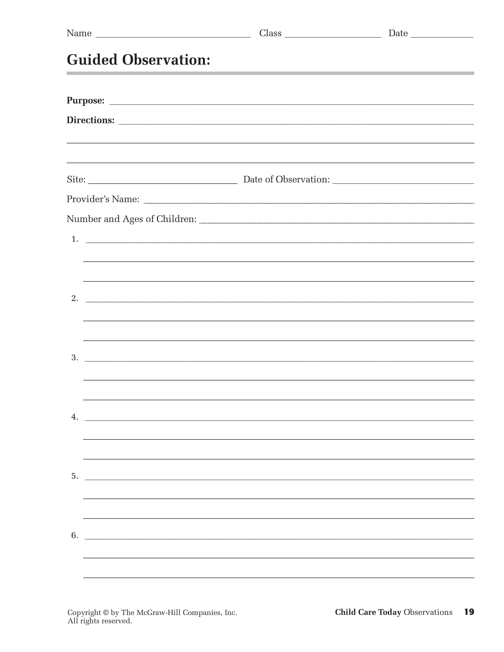 FREE 4+ Child Care Observation Forms in MS Word PDF