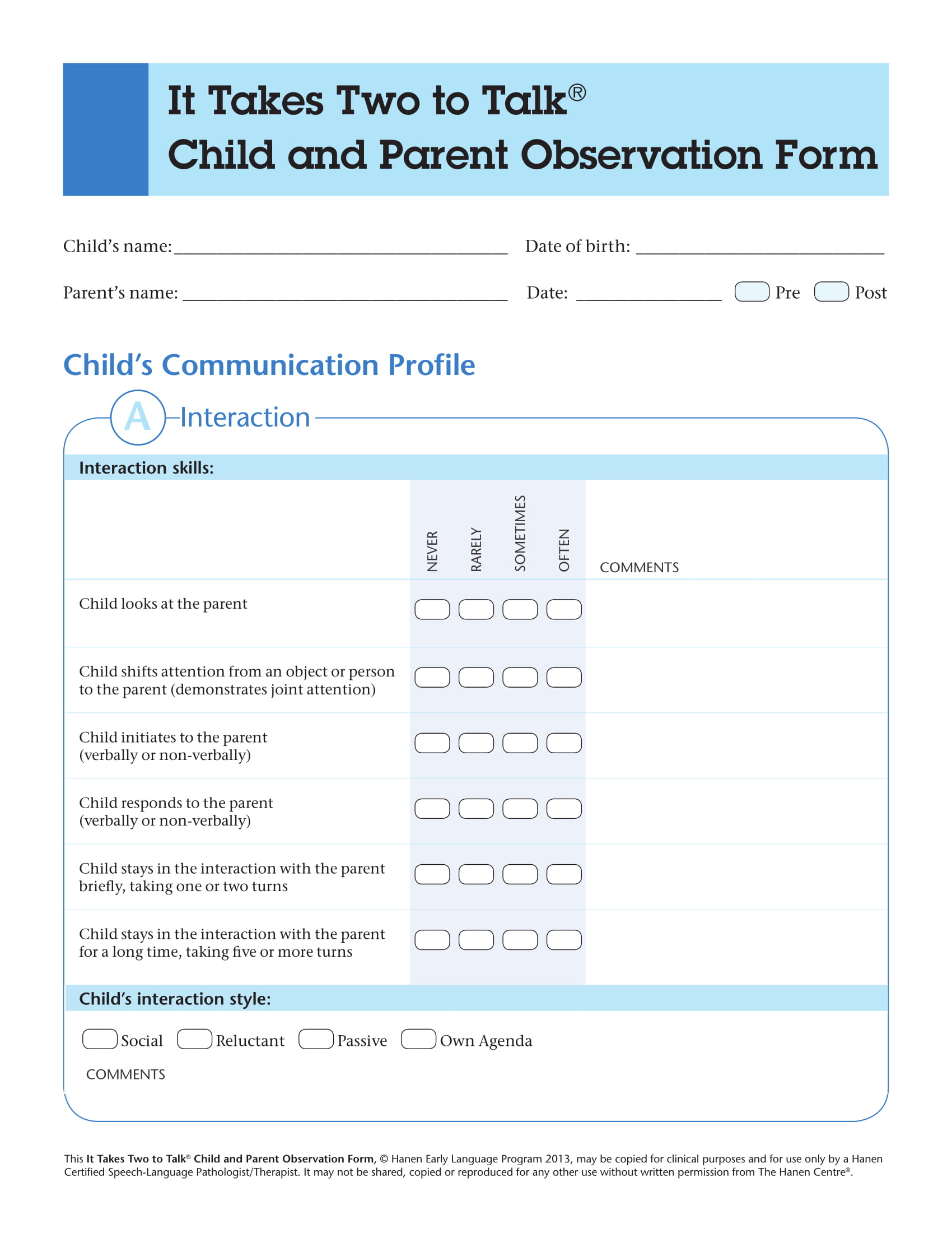 child and parent observation form 1