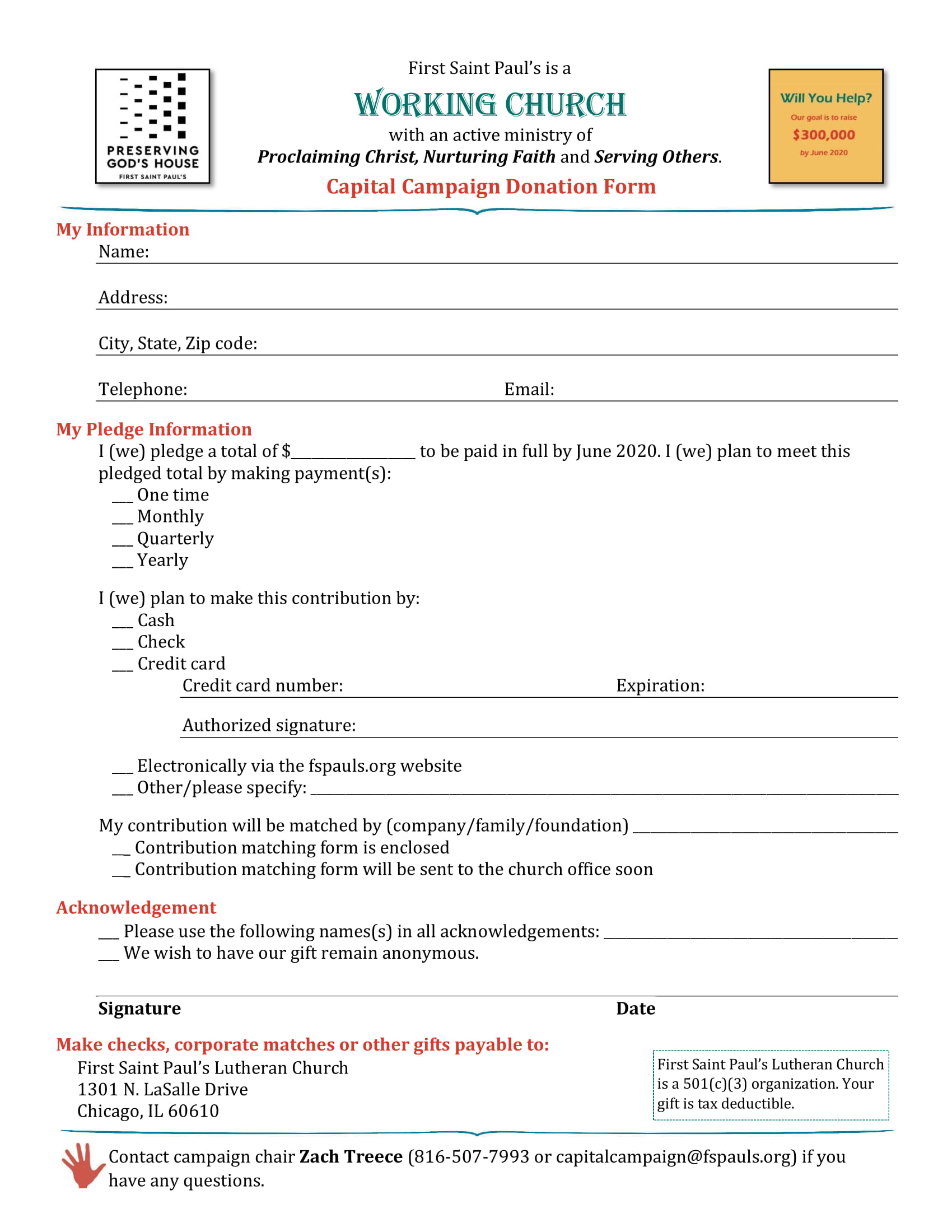 FREE 22+ Church Donation Forms in PDF  Excel For Church Pledge Card Template