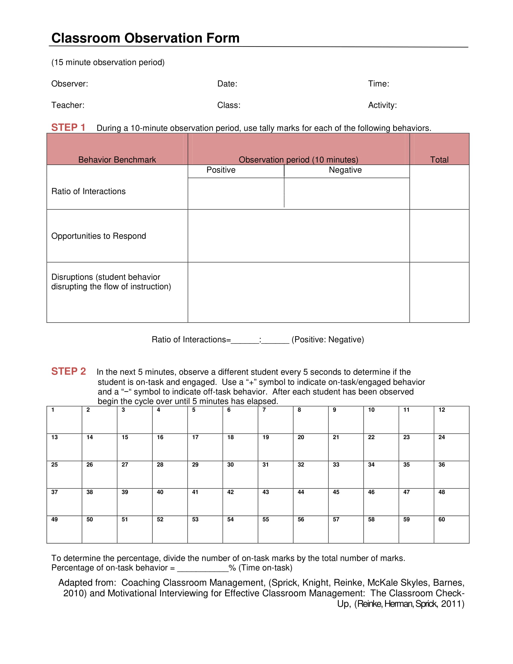 classroom coaching observation form 1